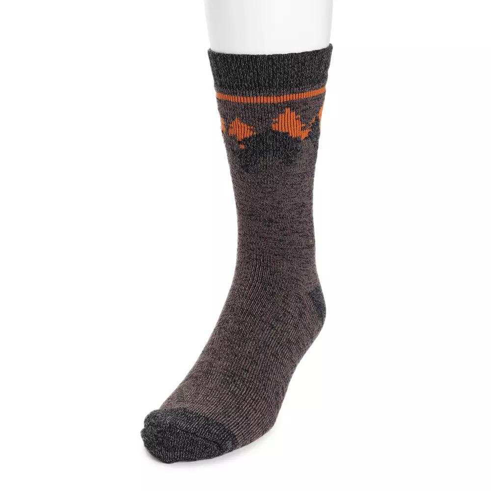 Men's MUK LUKS Stripe Top Crew Socks, Gray Stripe Product Image