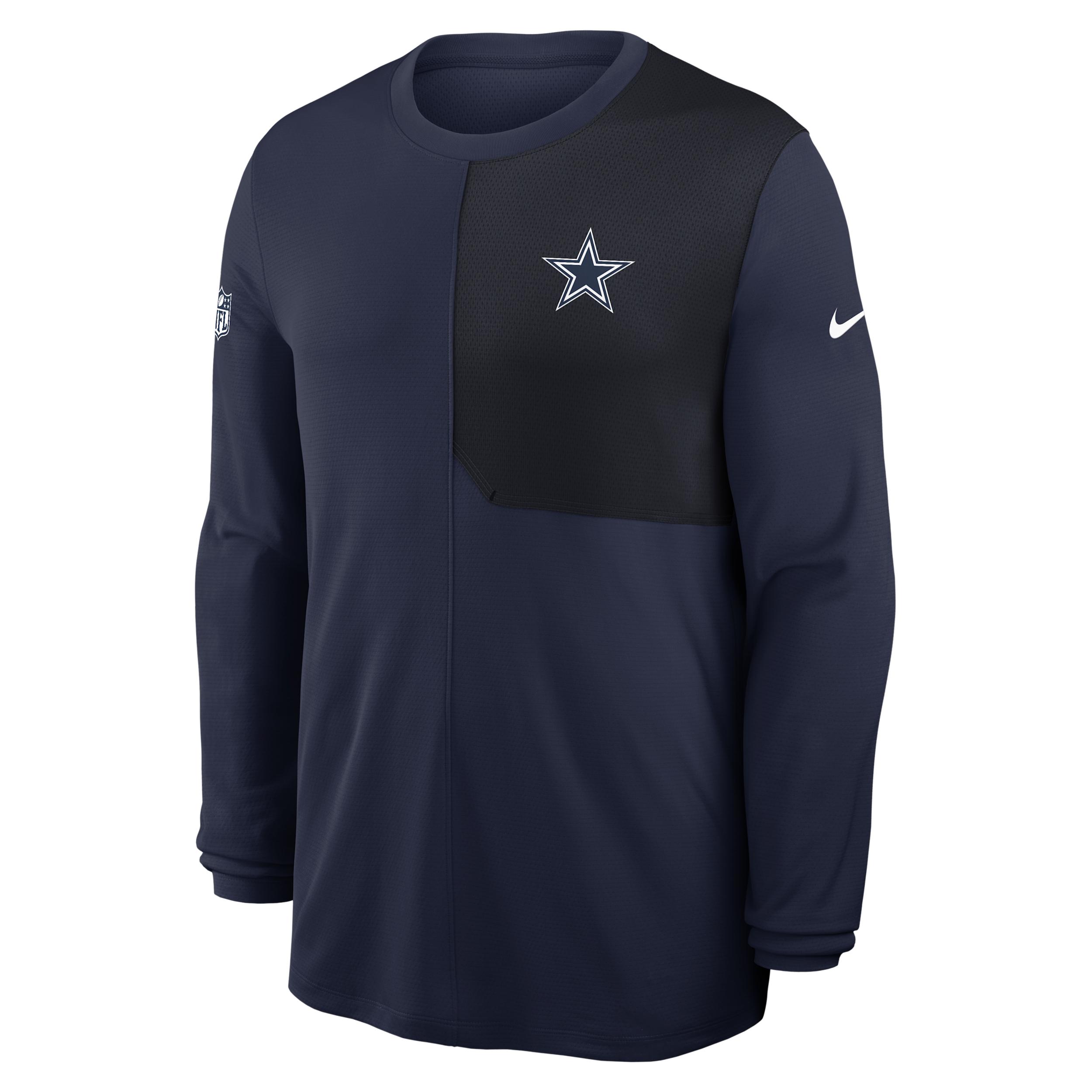 Dallas Cowboys Sideline Coach Nike Mens Dri-FIT NFL Long-Sleeve Top | 03B10CZD7RD-81D Product Image