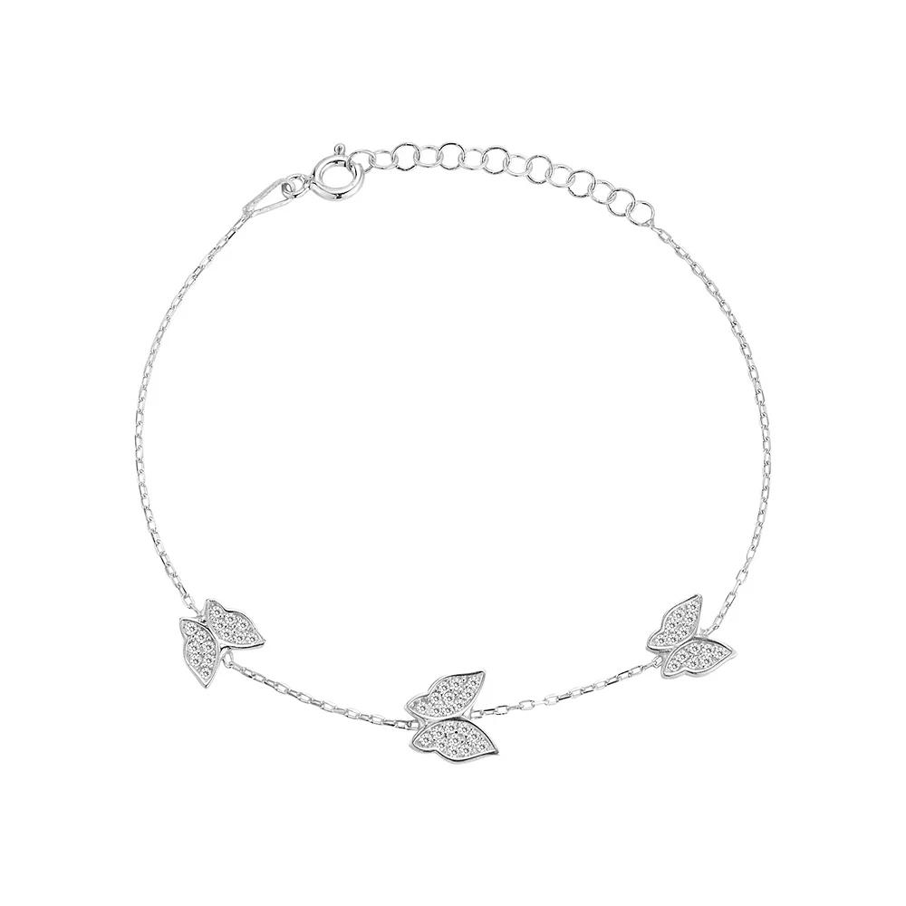 Sunkissed Sterling Cubic Zirconia Triple Butterfly Bracelet, Women's, Silver Tone Product Image