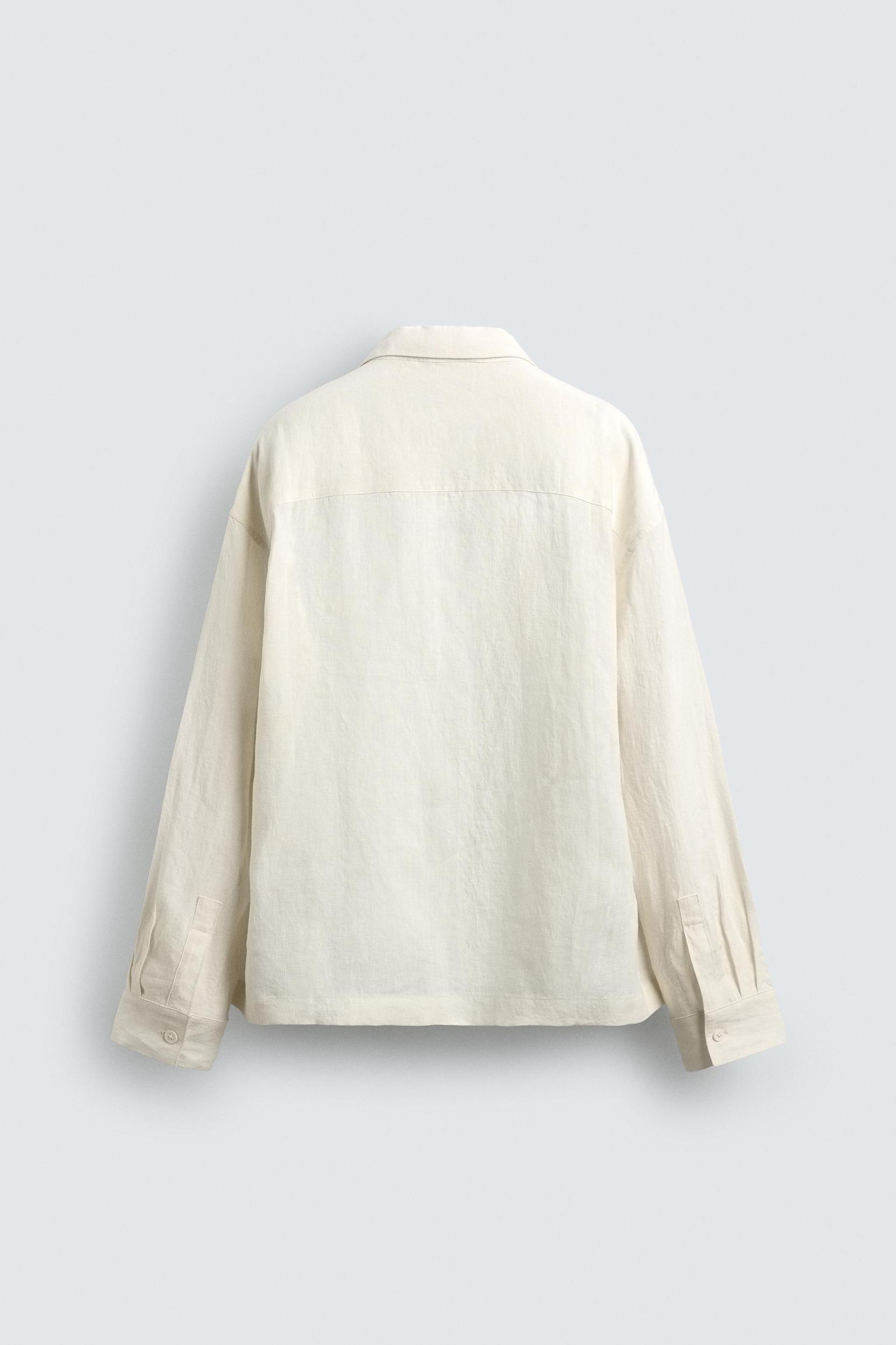 RELAXED FIT 100% LINEN SHIRT WITH PLEATED POCKETS Product Image