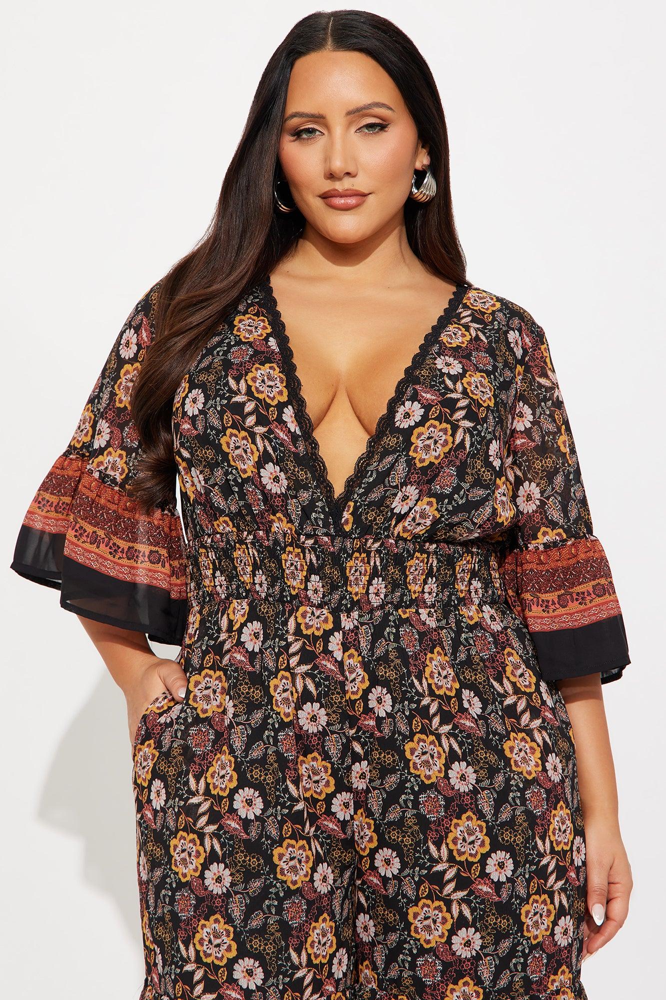 Vivid Vibes Chiffon Jumpsuit - Black/combo Female Product Image