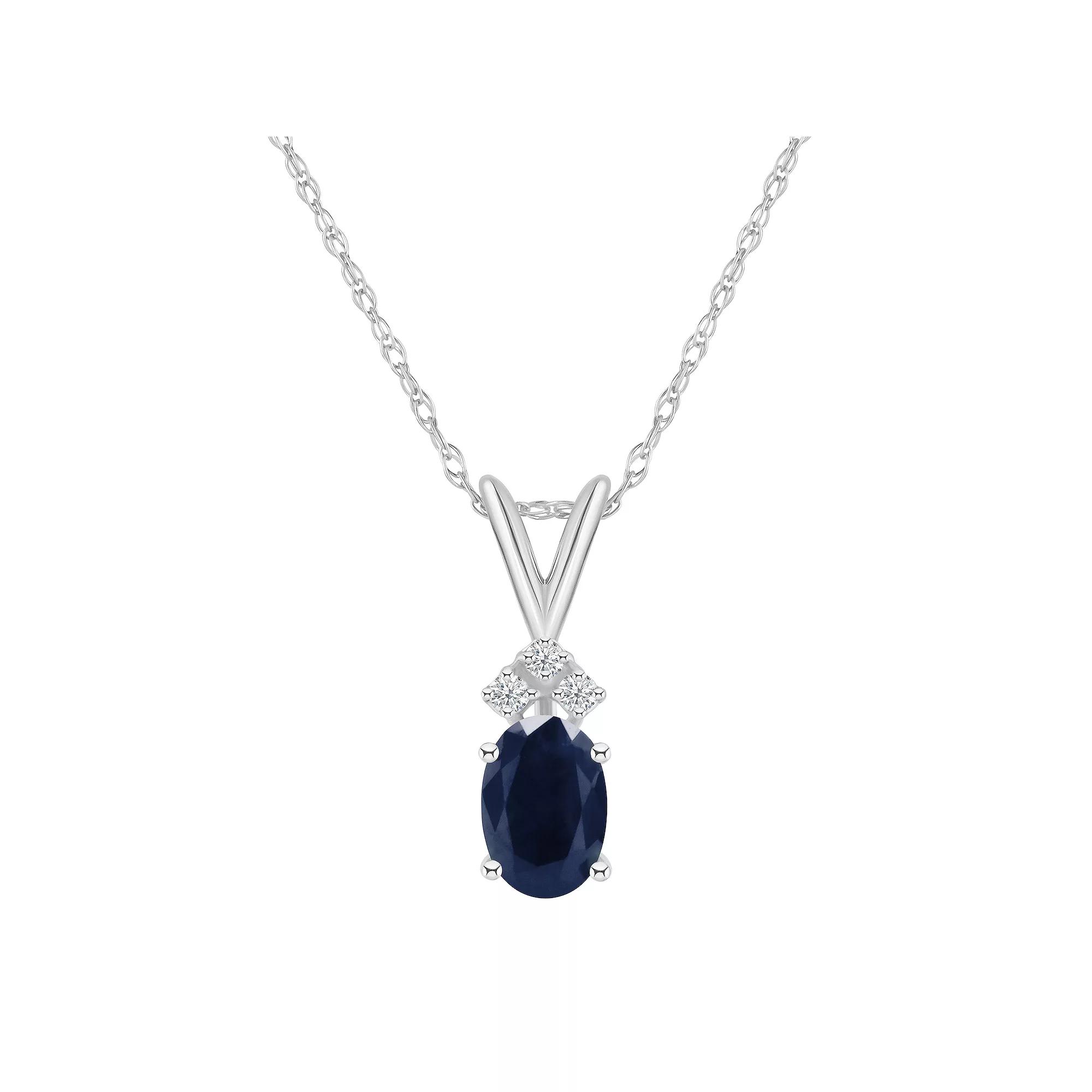 Celebration Gems 14k White Gold Gemstone & Diamond Accent Pendant Necklace, Women's,  Product Image
