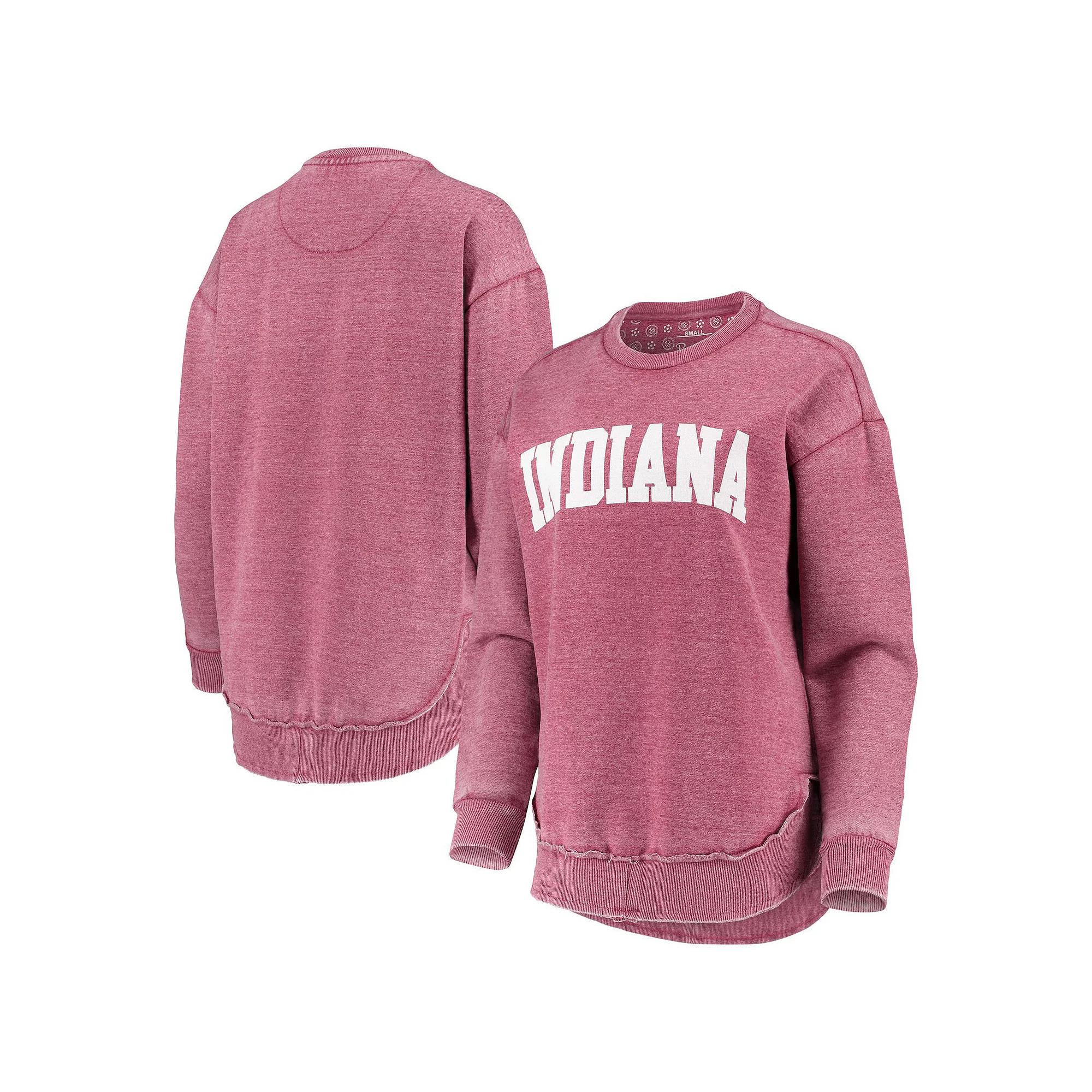 Women's Pressbox Crimson Indiana Hoosiers Vintage Wash Pullover Sweatshirt, Size: Medium, Red Product Image