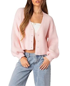 Edikted Sabrina Chunky Knit Cropped Cardigan Product Image