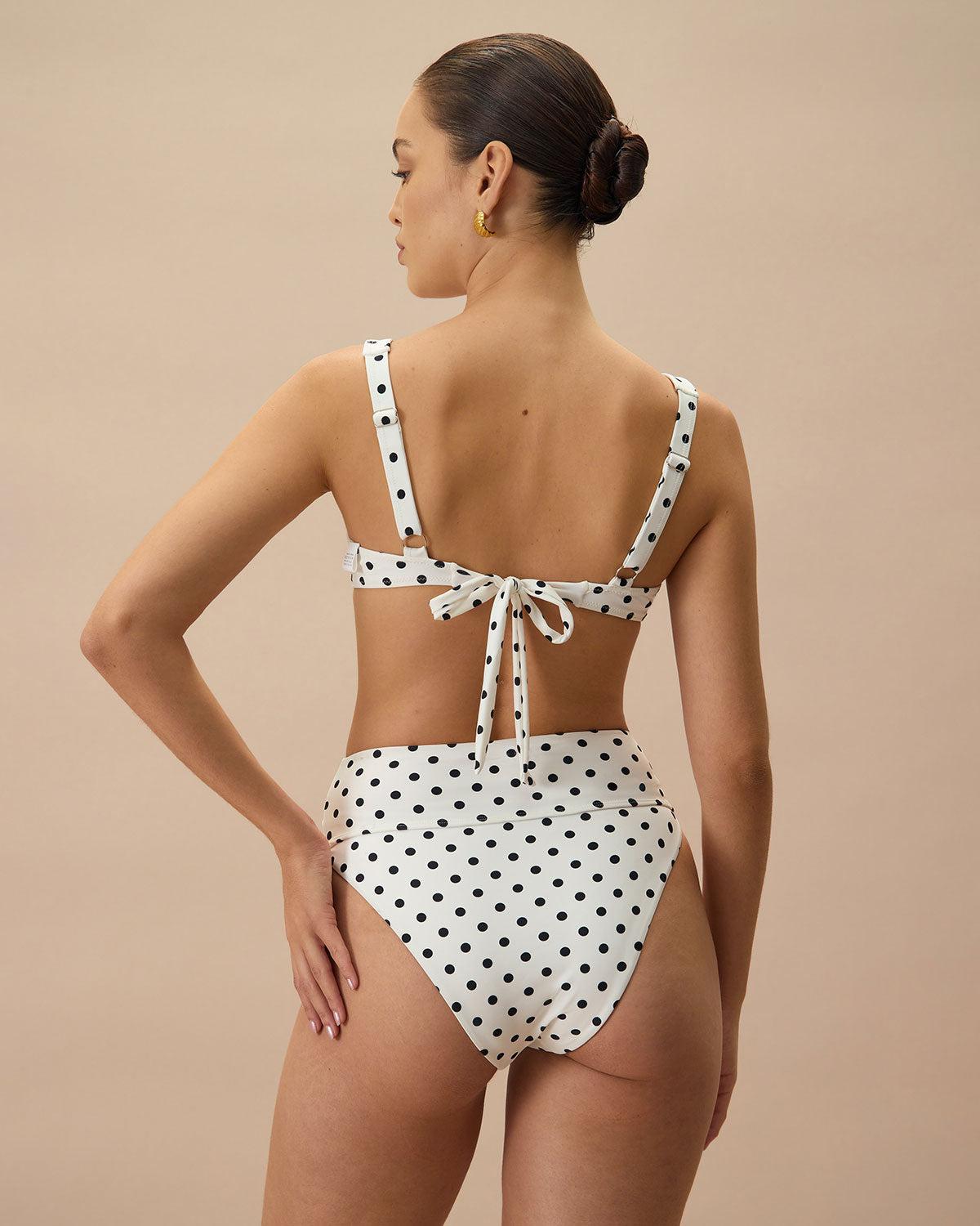 The White Polka Dot Underwire Bikini Top Product Image