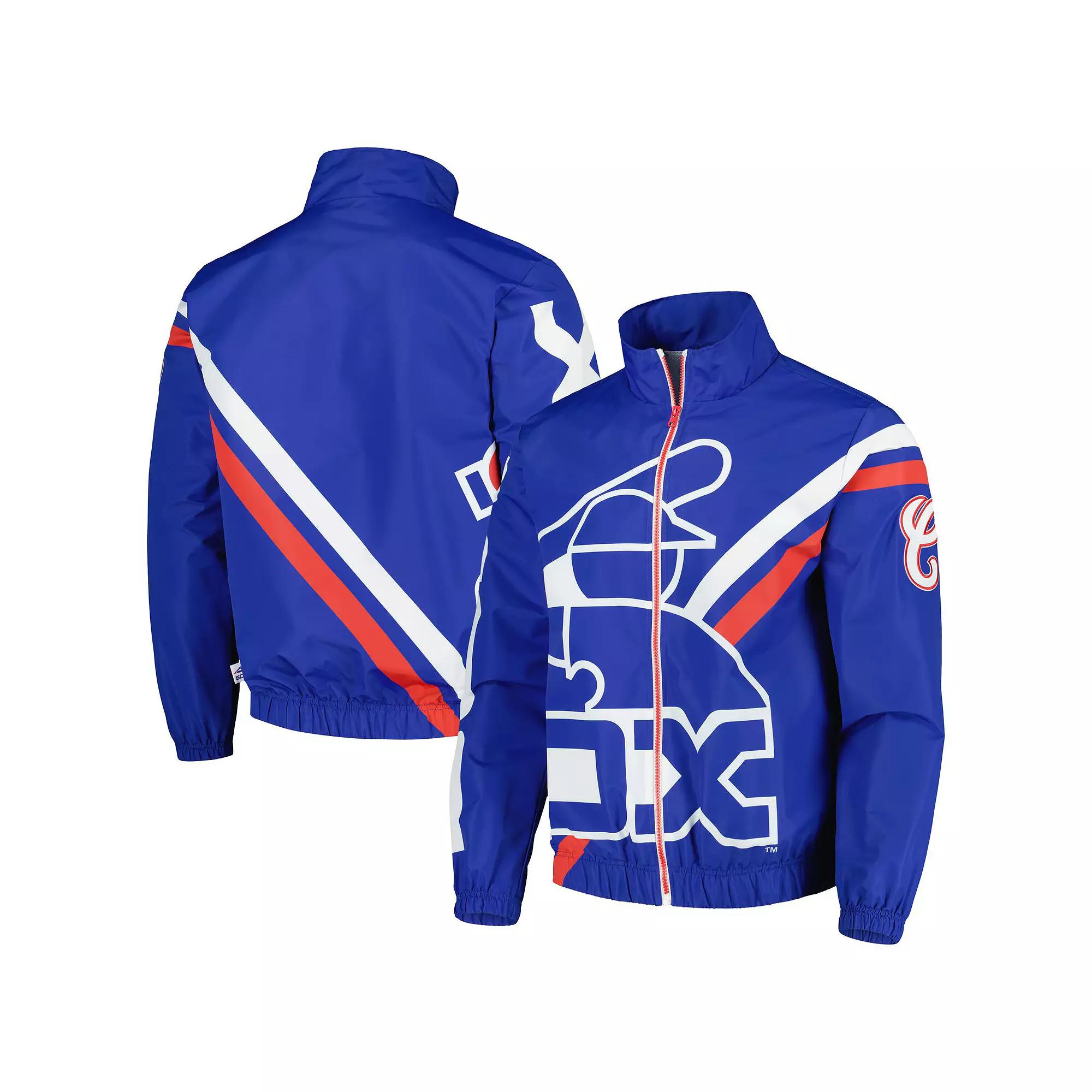Men's Mitchell & Ness Royal Chicago White Sox Exploded Logo Warm Up Full-Zip Jacket,  Product Image