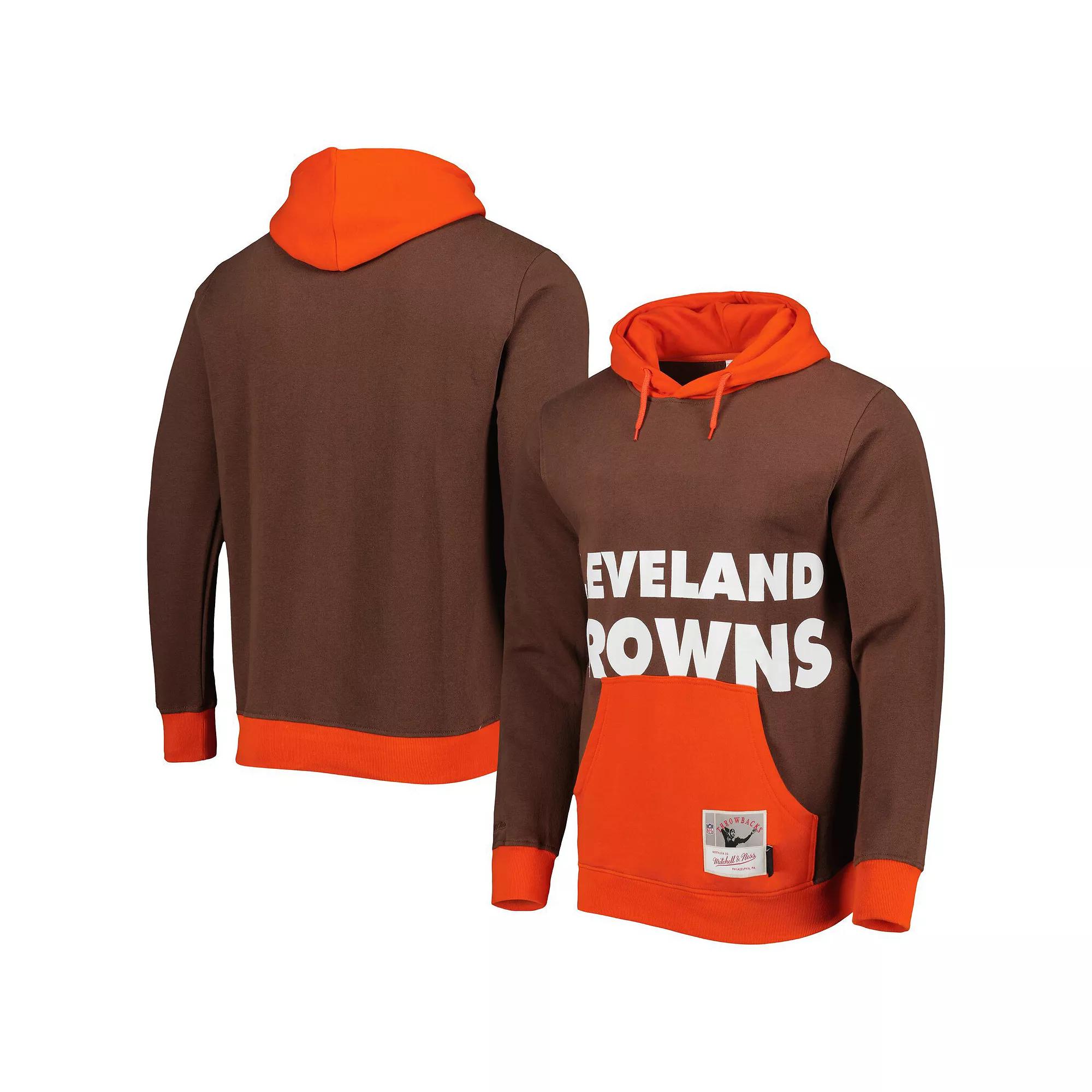 Men's Mitchell & Ness Brown Cleveland Browns Big Face 5.0 Pullover Hoodie, Size: Large Product Image