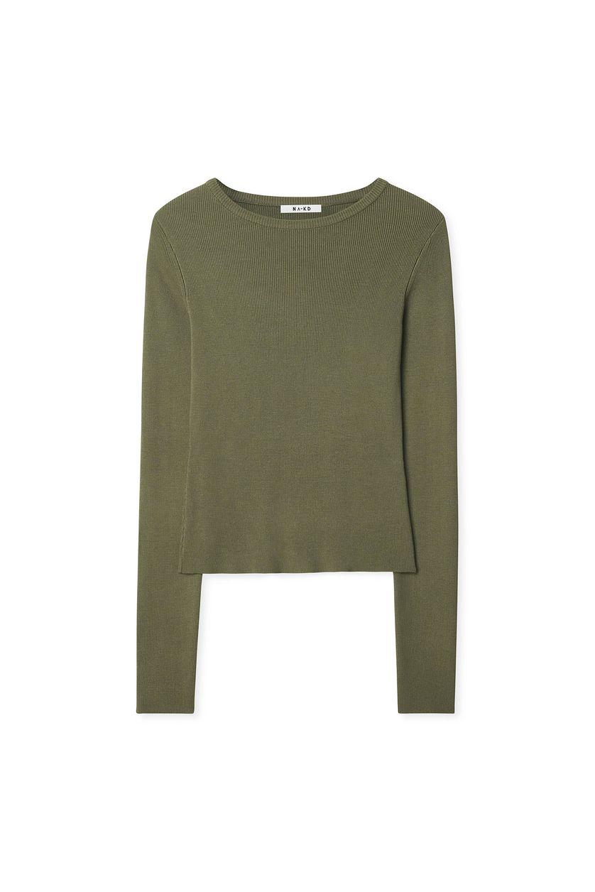 Ribbed Knitted Round Neck Top Product Image