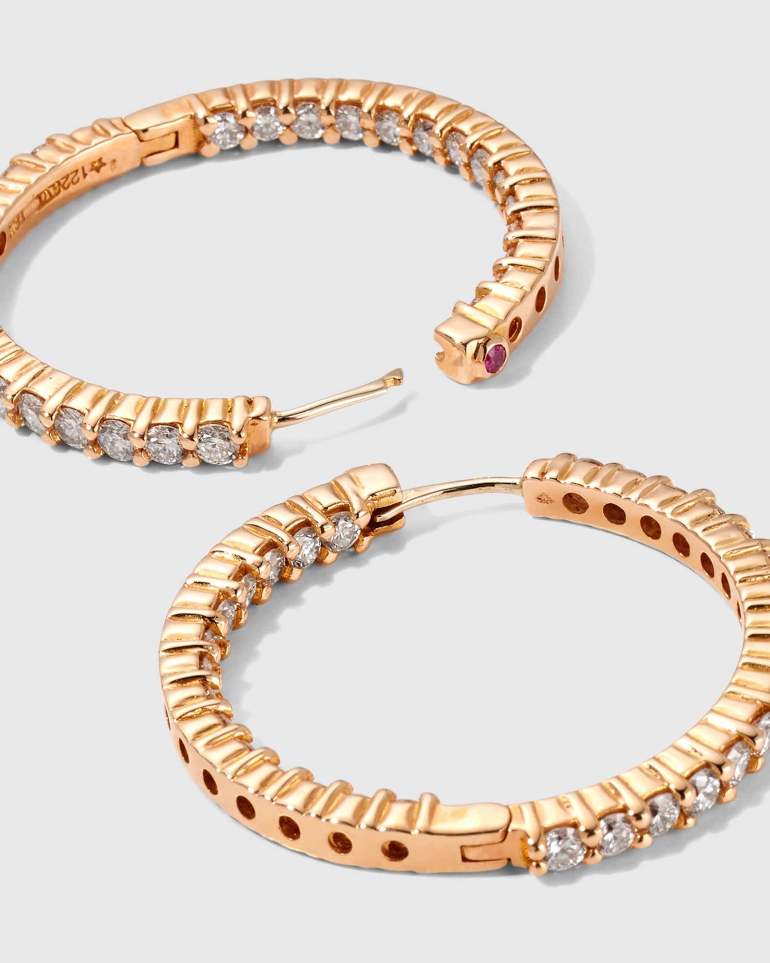 30mm Rose Gold Diamond Hoop Earrings, 2.84ct Product Image