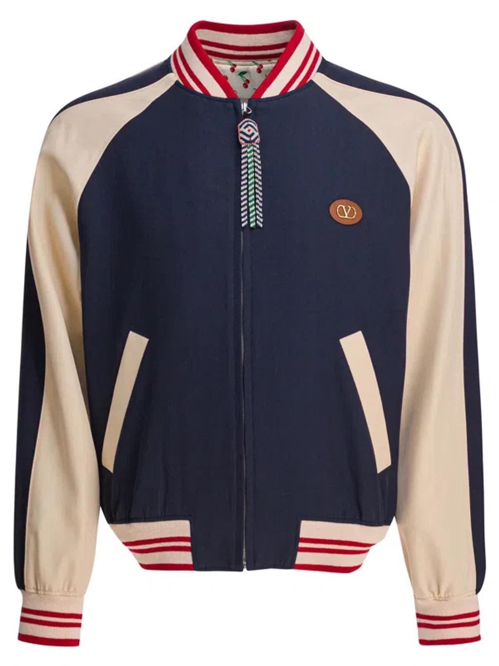 VALENTINO La Chat De La Maison Wool Bomber Jacket In Black Product Image