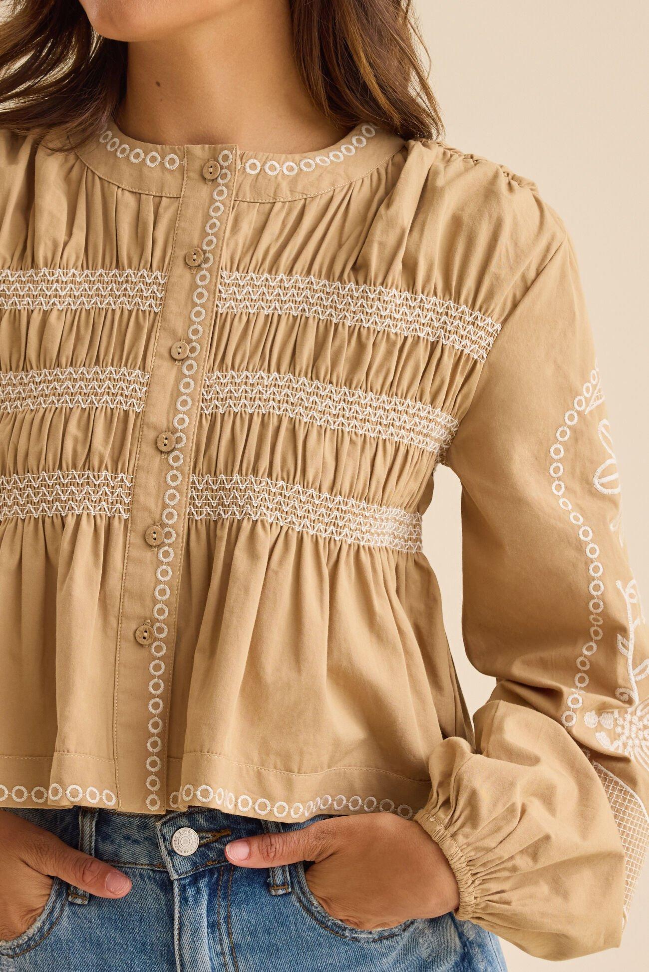 Kaylin Embroidered Babydoll Top Product Image