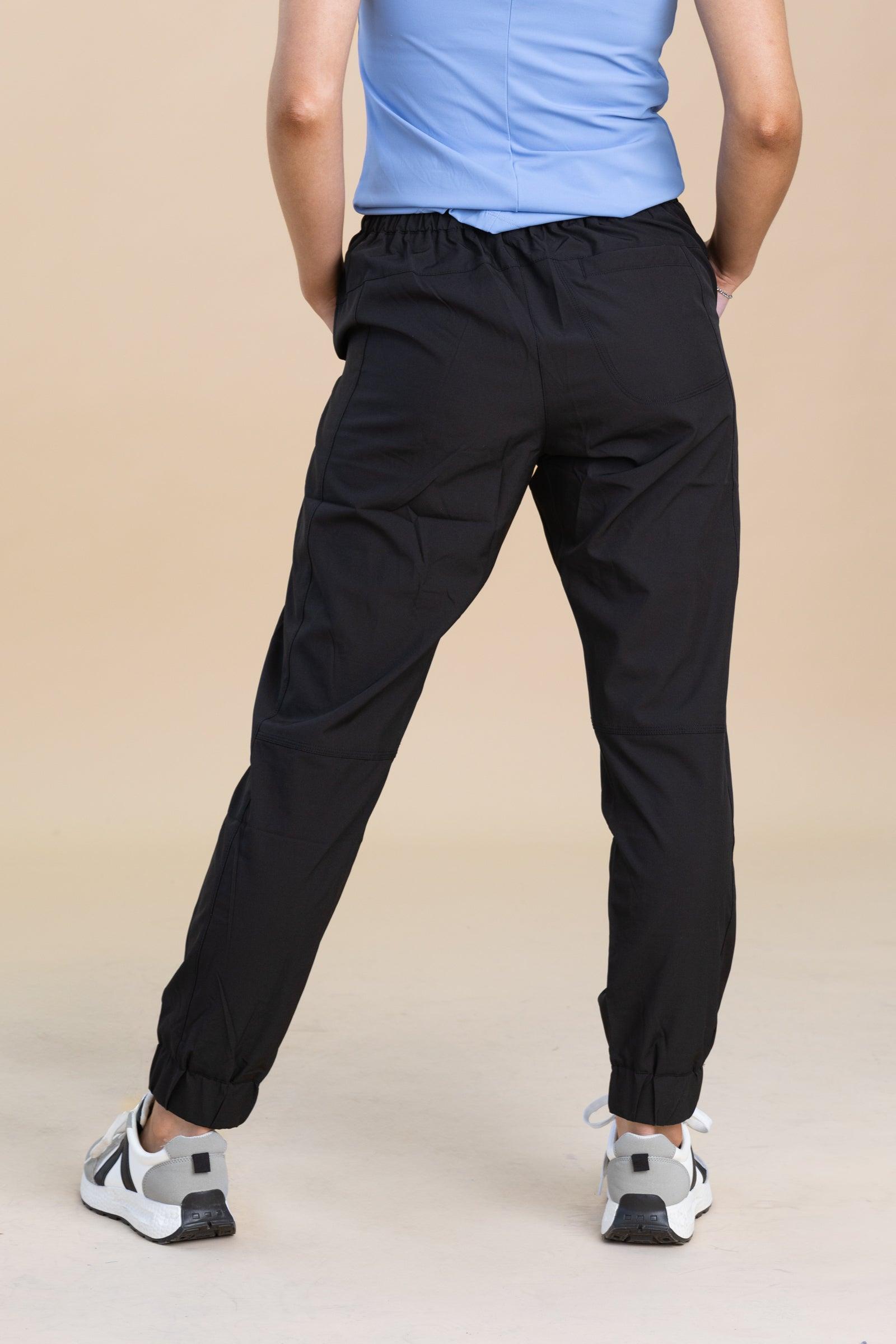 Black High Waisted Solid Knit Joggers Product Image