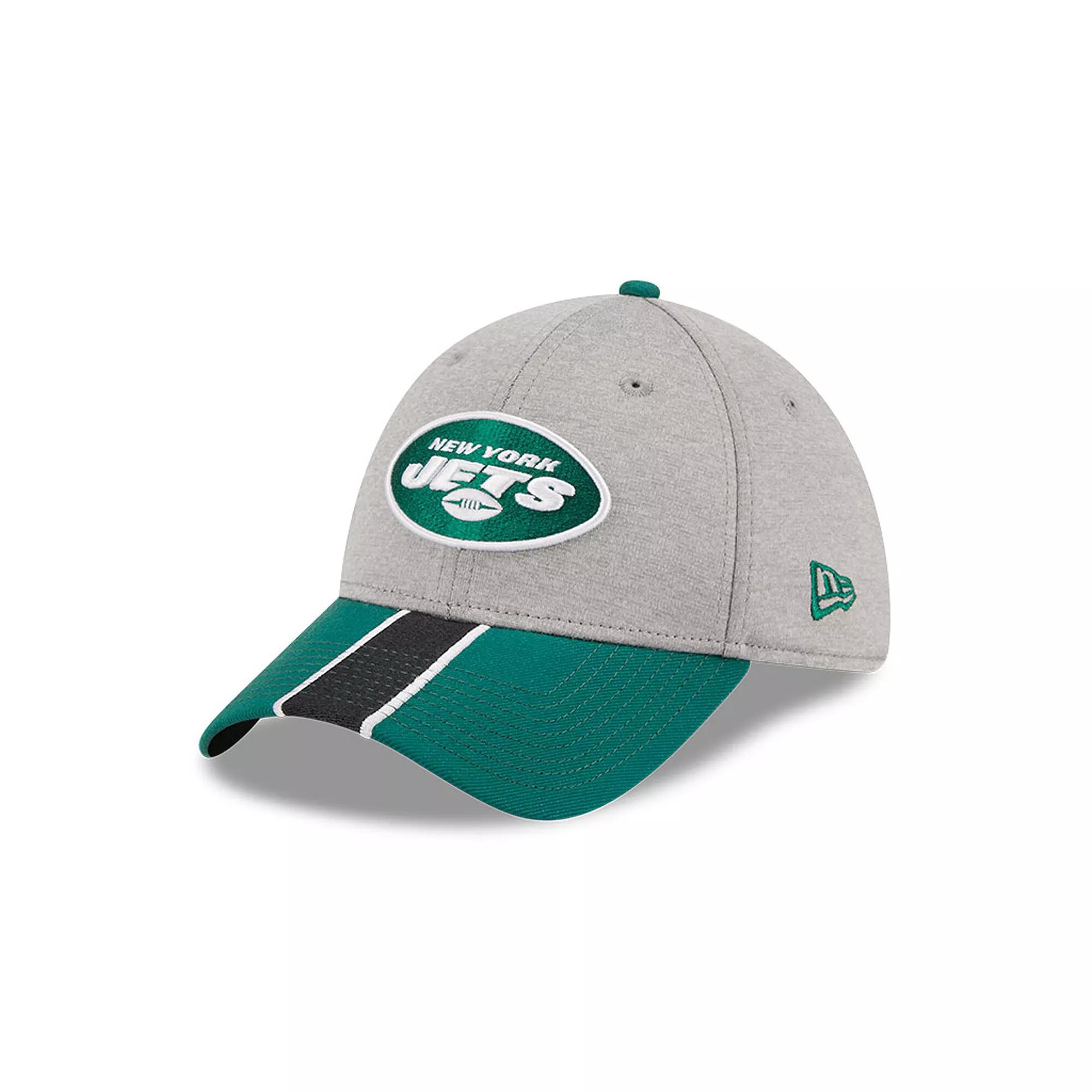 Men's New Era Heather Gray/Green New York Jets Striped 39THIRTY Flex Hat, Size: Large/XL, Grey Product Image