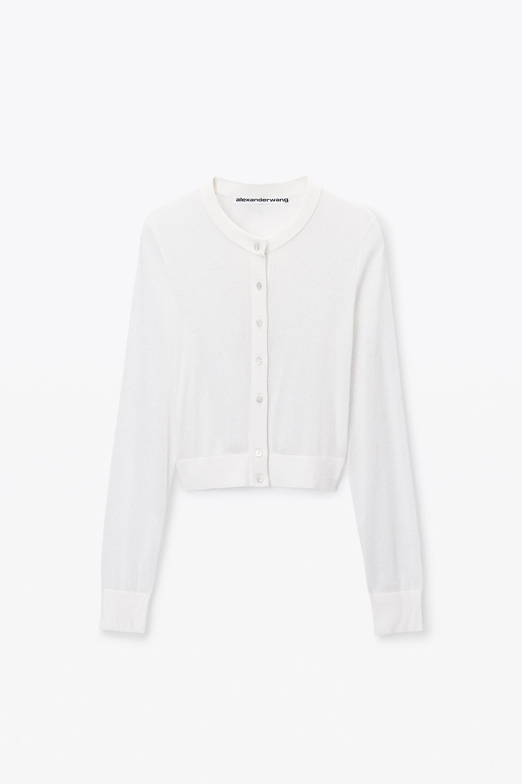 Cropped Cardigan In Clear Bead Hotfix Product Image