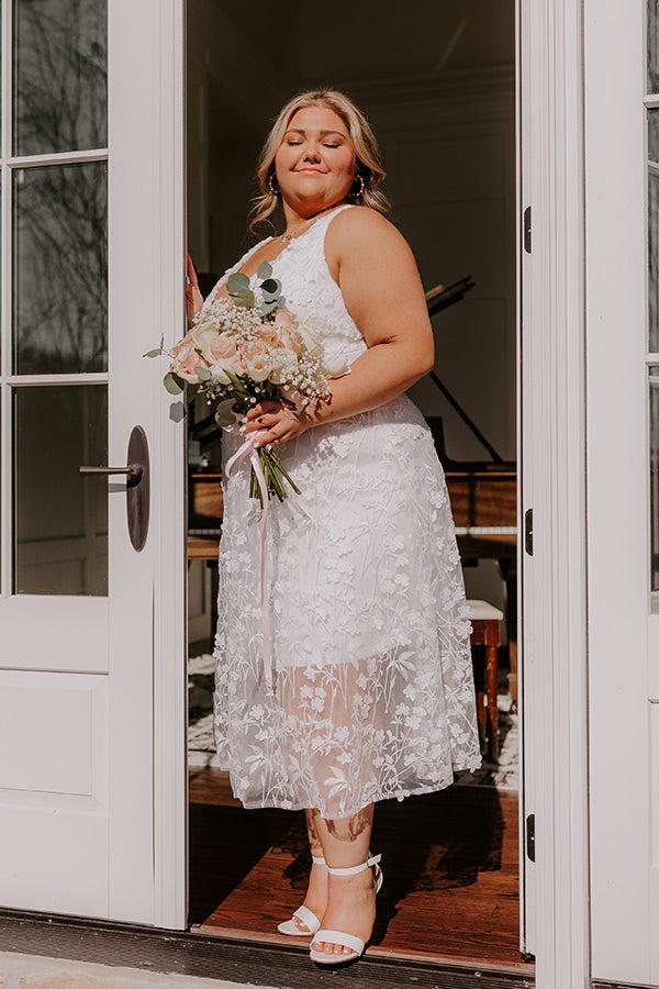 Romantic Moment Embroidered Midi Dress in White Curves Product Image