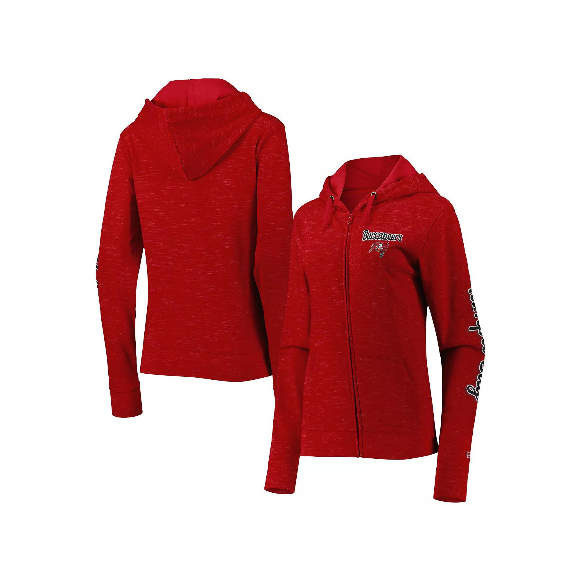 Women's New Era Red Tampa Bay Buccaneers Reverse Space-Dye Full-Zip Hoodie,  Product Image