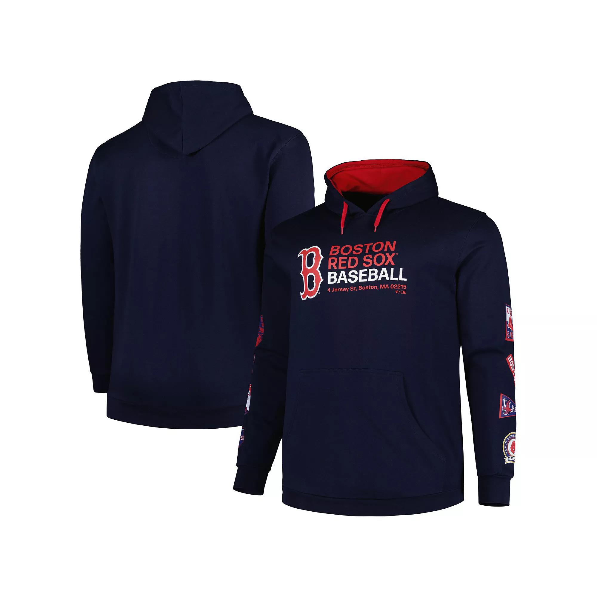 Men's Navy Boston Red Sox Big & Tall Fleece Pullover Hoodie, Size: 3XLT, Blue Product Image