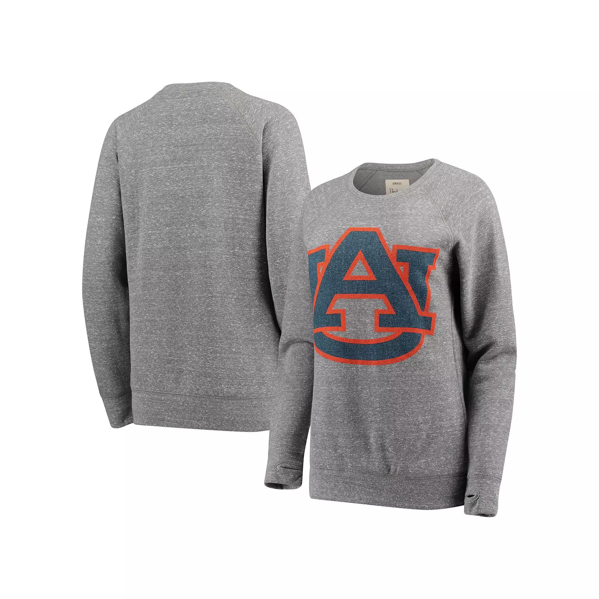 Women's Pressbox Heathered Gray Auburn Tigers Big Team Logo Knobi Fleece Tri-Blend Crew Neck Sweatshirt, Size: XL, Grey Product Image