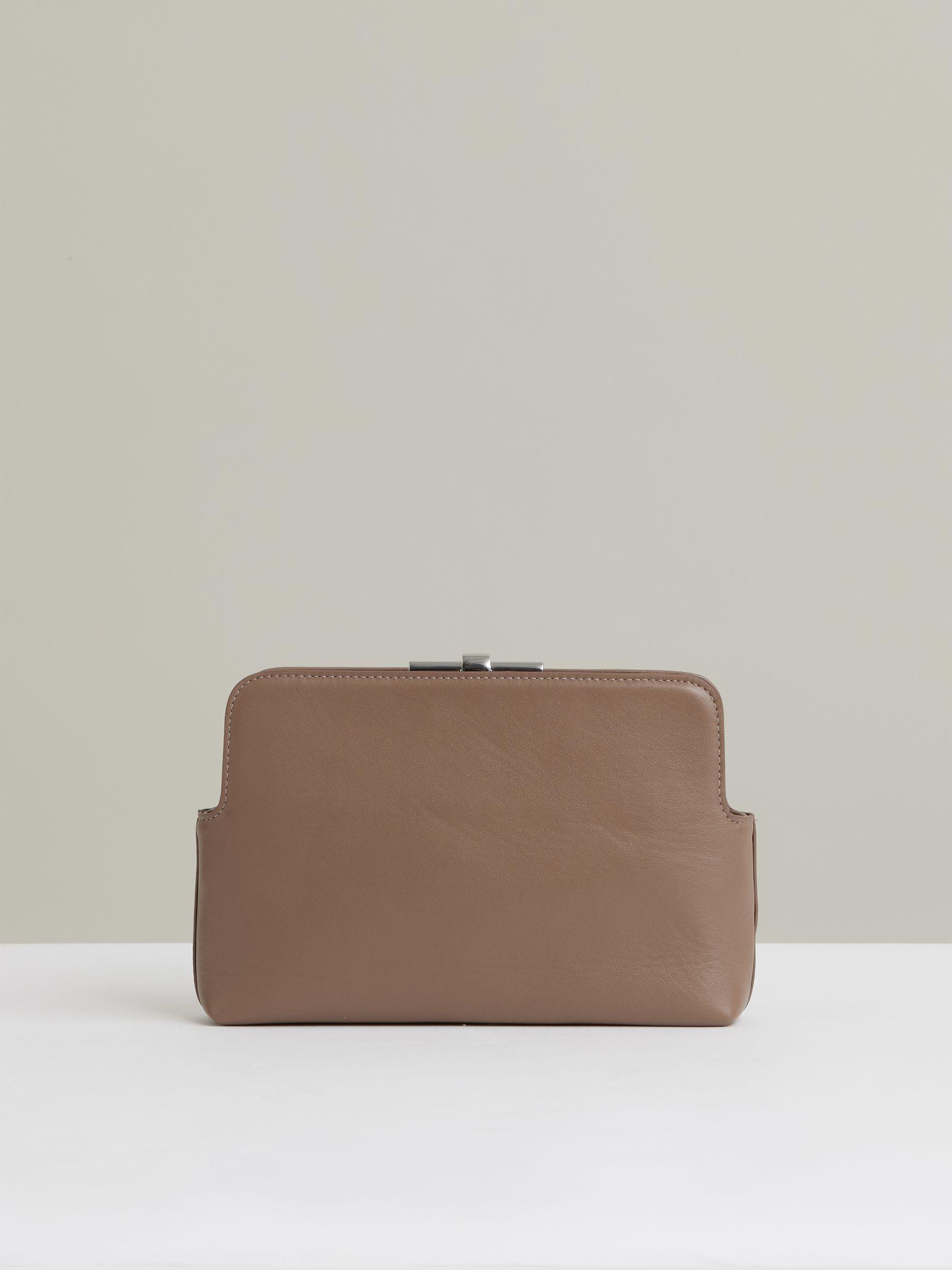 Leather Frame Clutch Bag in Neutral Product Image