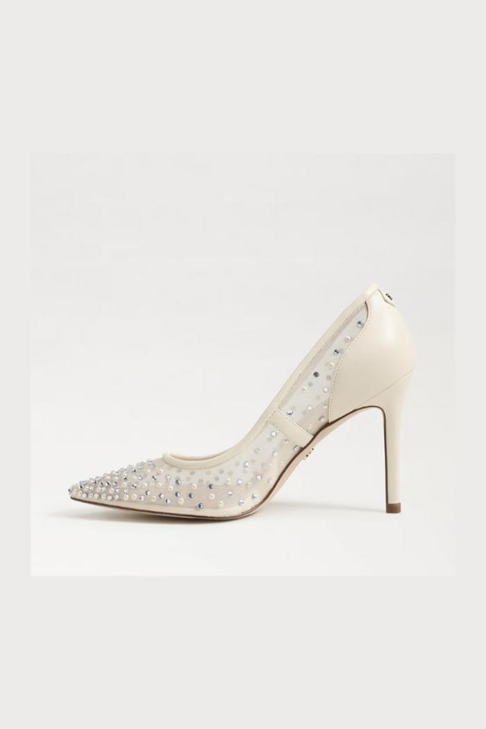 Hazel Mesh Pointed Toe Pump - Ivory Product Image