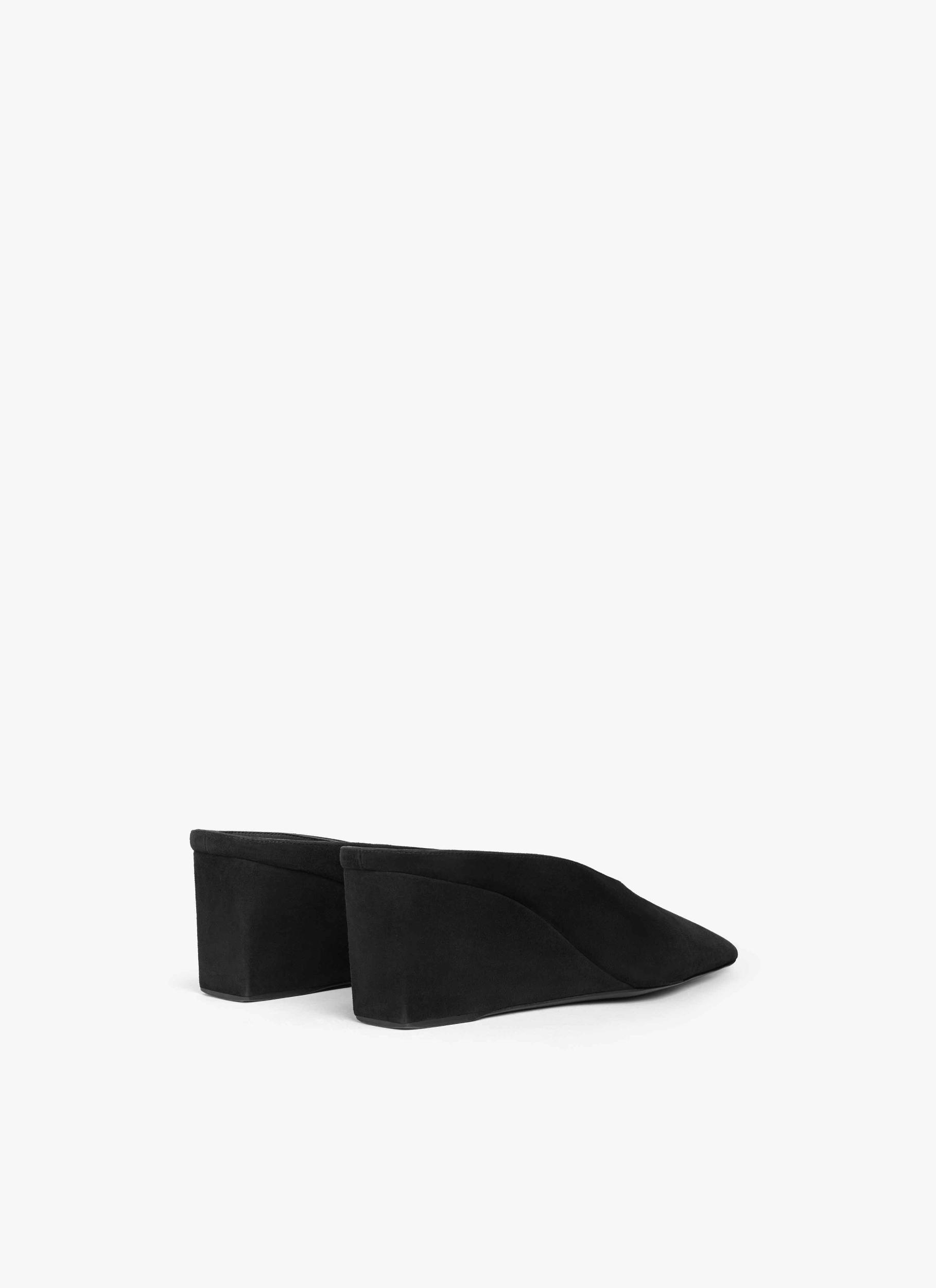 BLACK CUBE WEDGE MULES IN SUEDE GOATSKIN Product Image