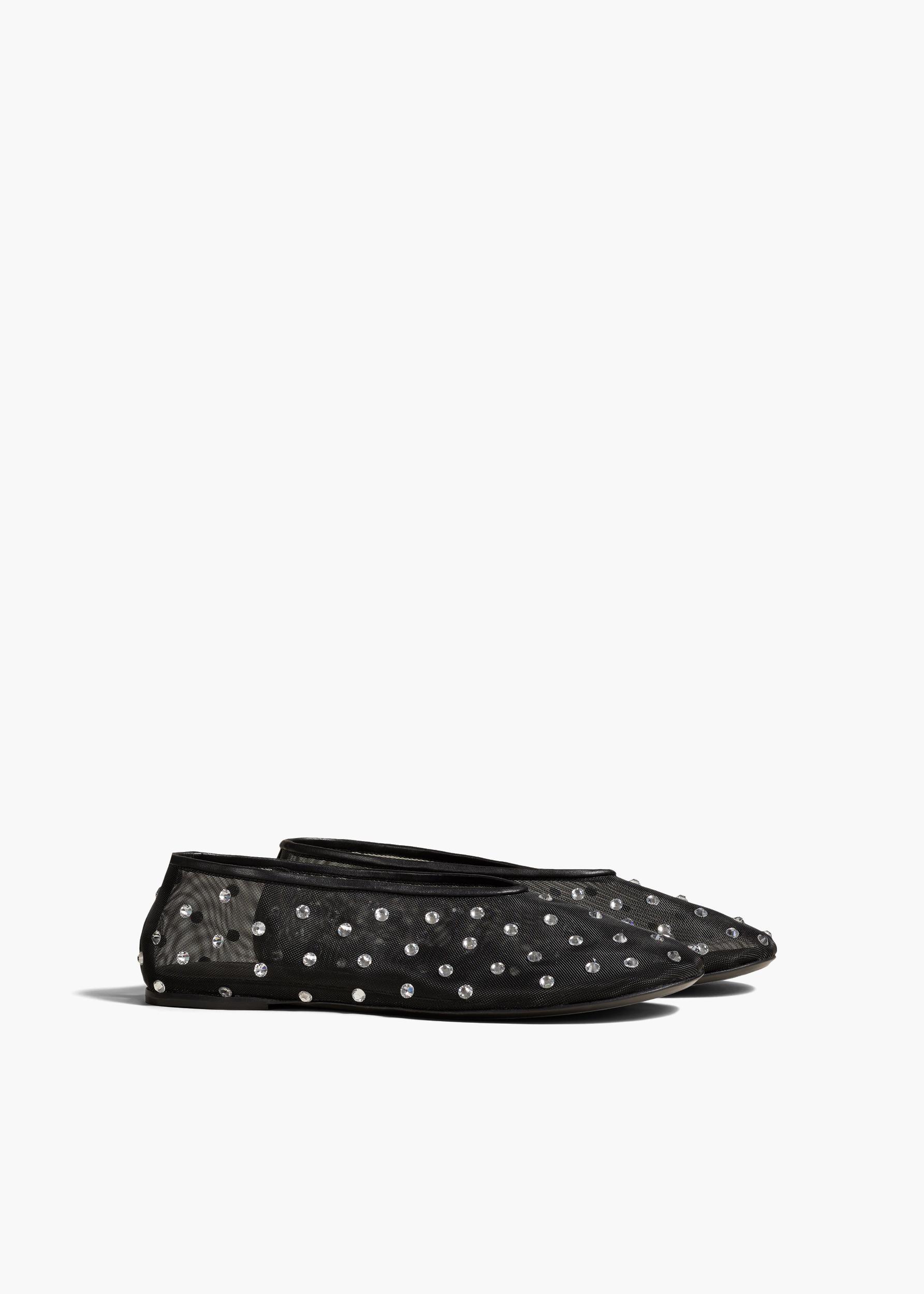 Marcy Flat in Black Mesh with Crystals Product Image