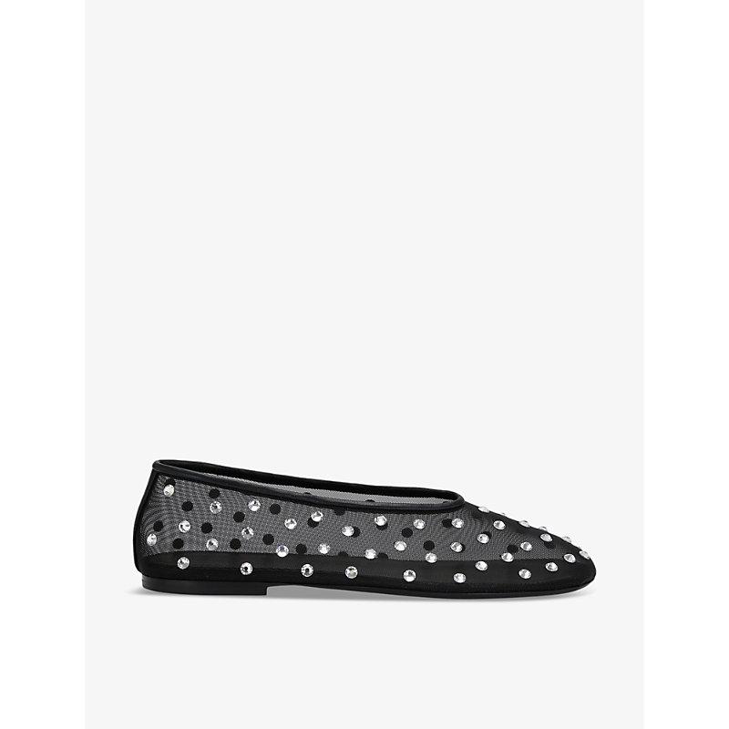KHAITE Marcy Crystal-embellished Mesh Flats In Black Product Image