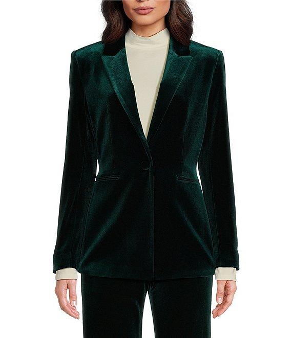 Alex Marie Stretch Velvet High Rise Flat Front Flare Long Length Coordinating Pant Product Image