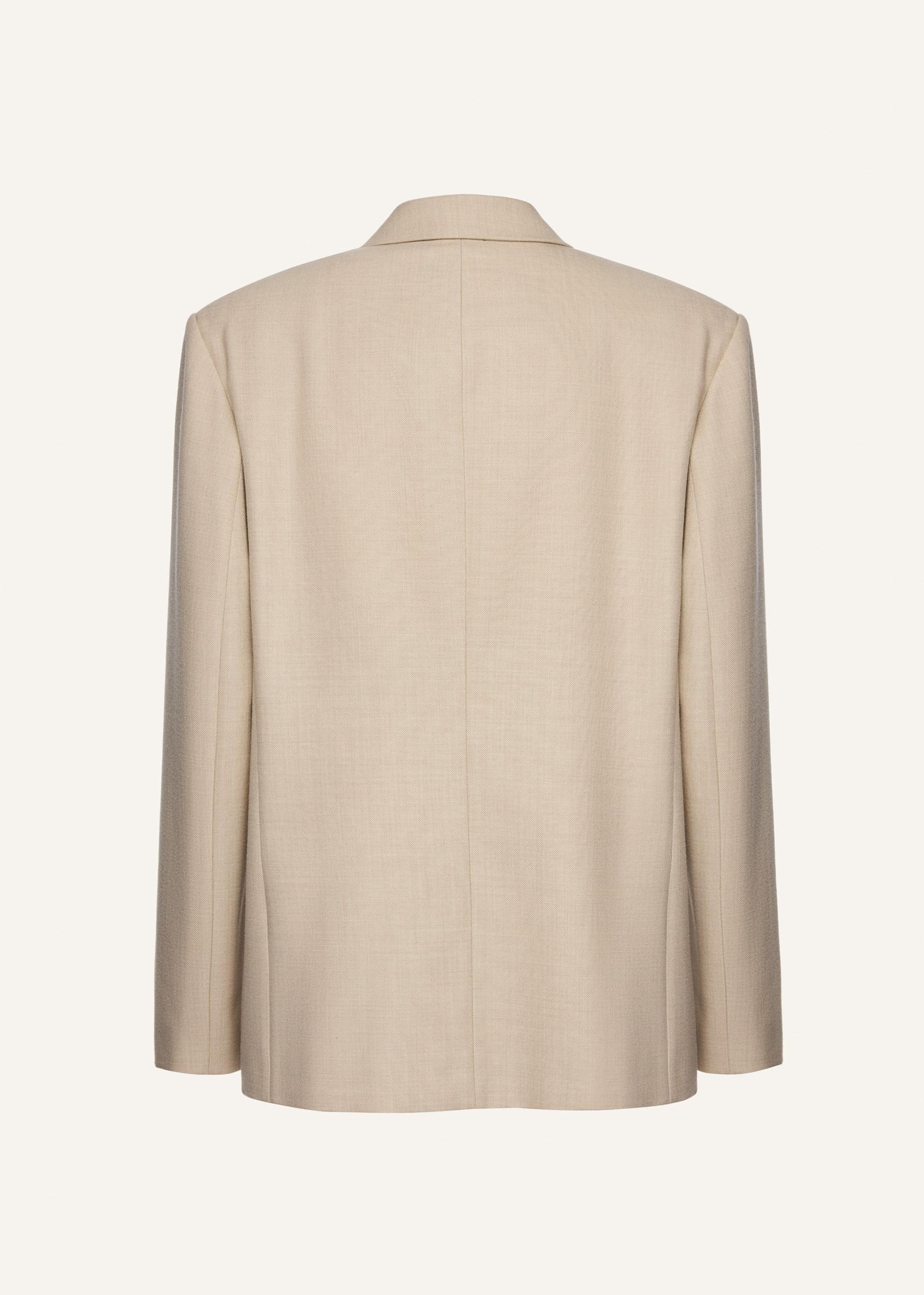 Wool crossover blazer in beige Product Image