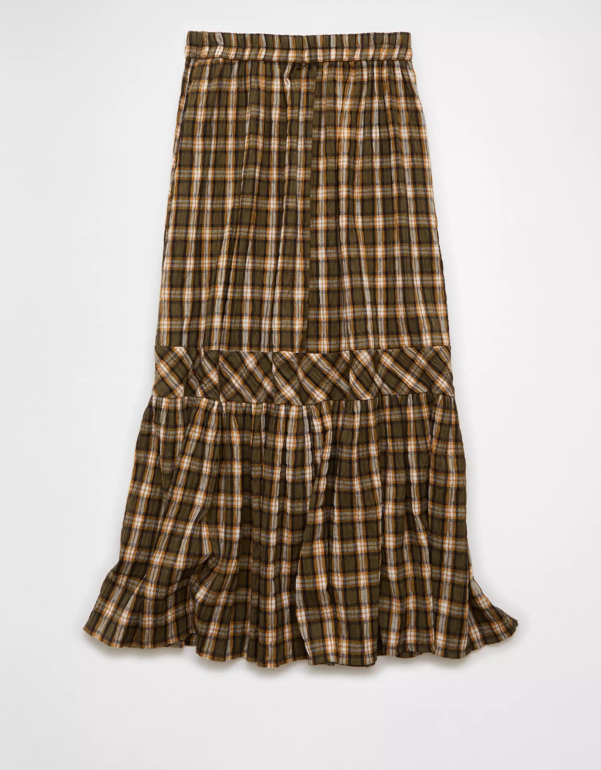 AE Plaid Maxi Skirt Product Image