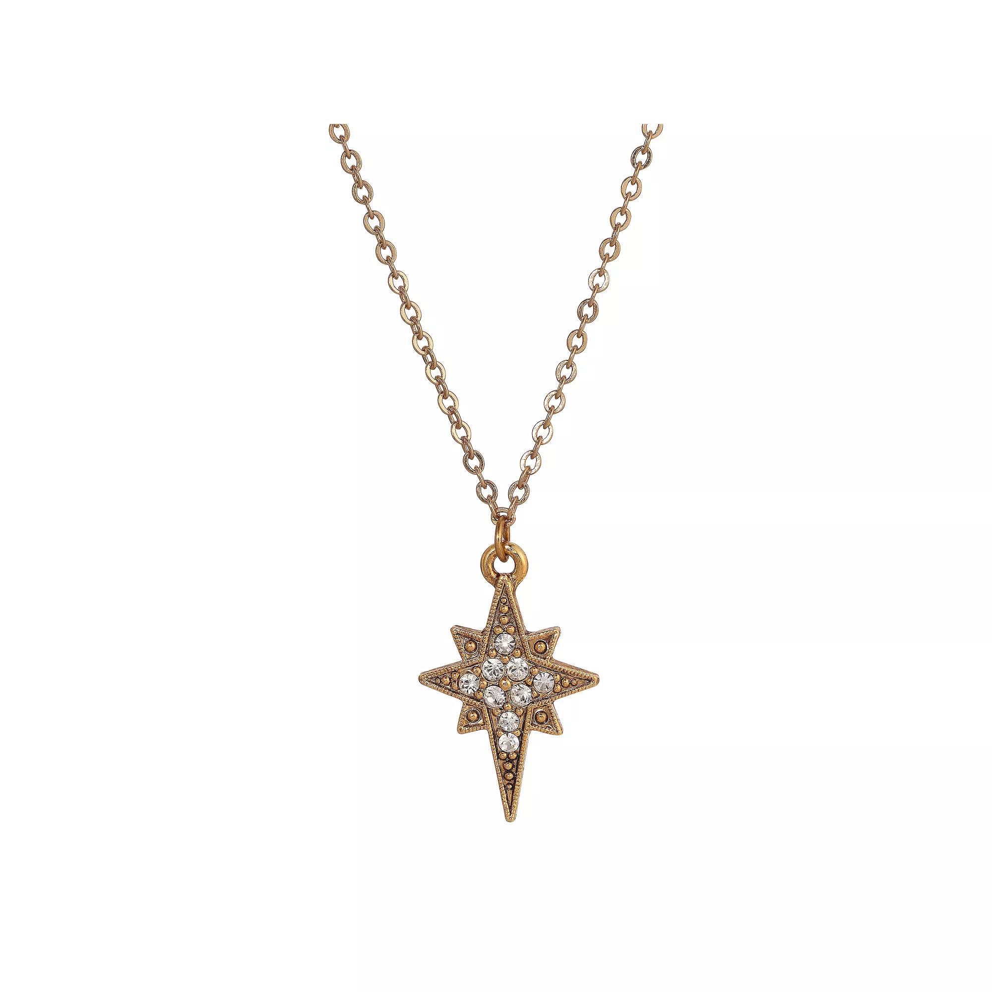 Symbols Of Faith Gold Tone Crystal Star Of Bethlehem Pendant Necklace, Womens, White Product Image