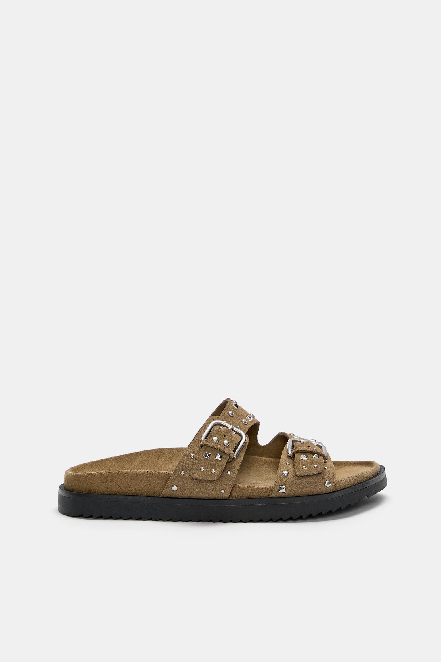 Studded leather sandals with buckles Product Image