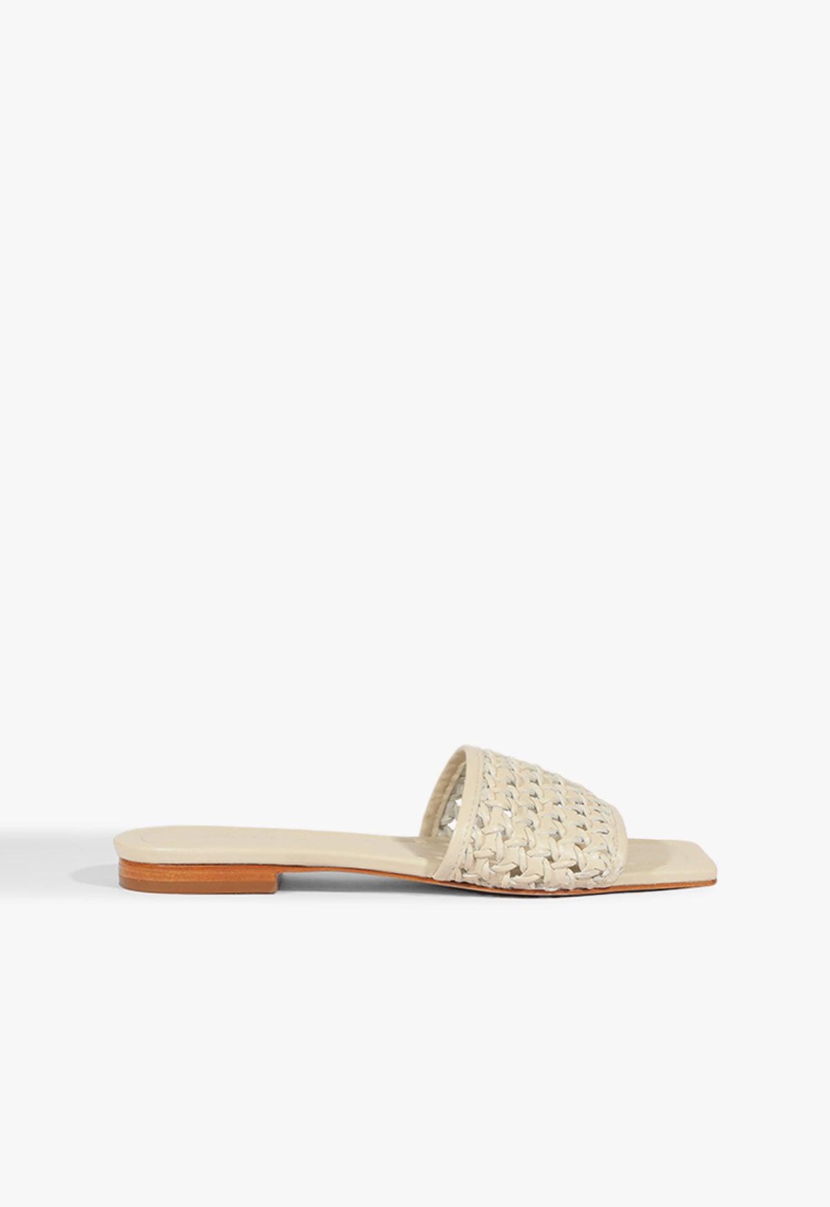 Juliet White Leather Flat Sandal Product Image