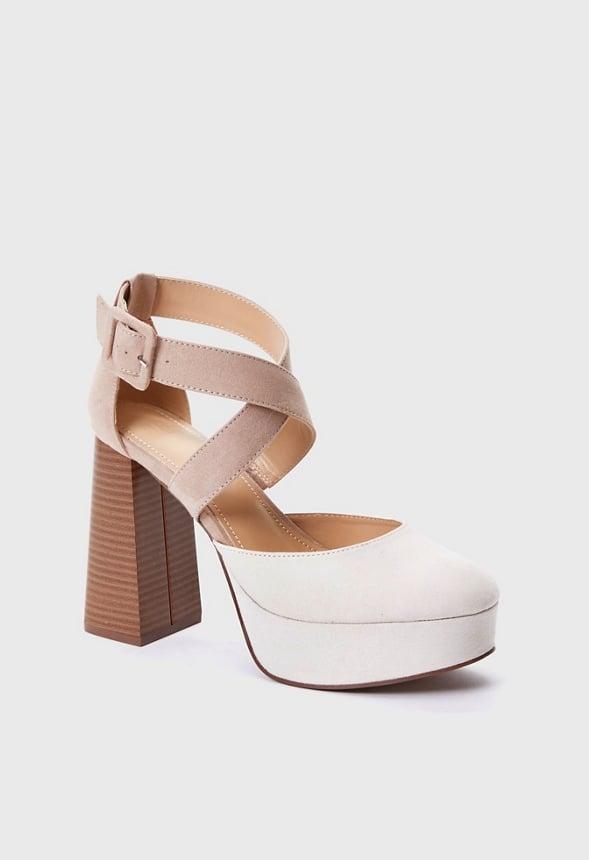 JustFab Margaux Platform Loafer Pump Womens Black/ White Size 8.5 Product Image