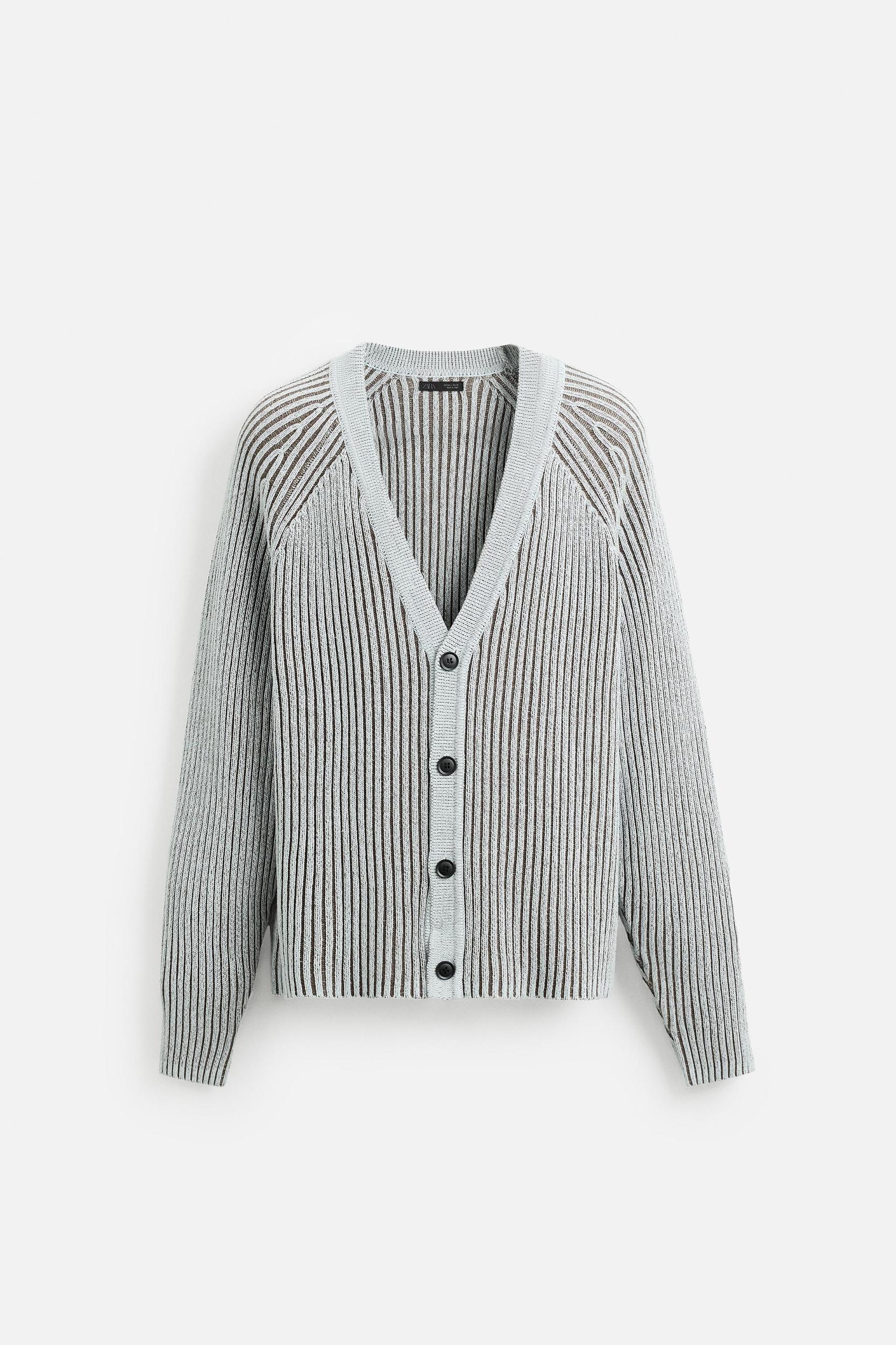 CONTRAST RIBBED CARDIGAN Product Image