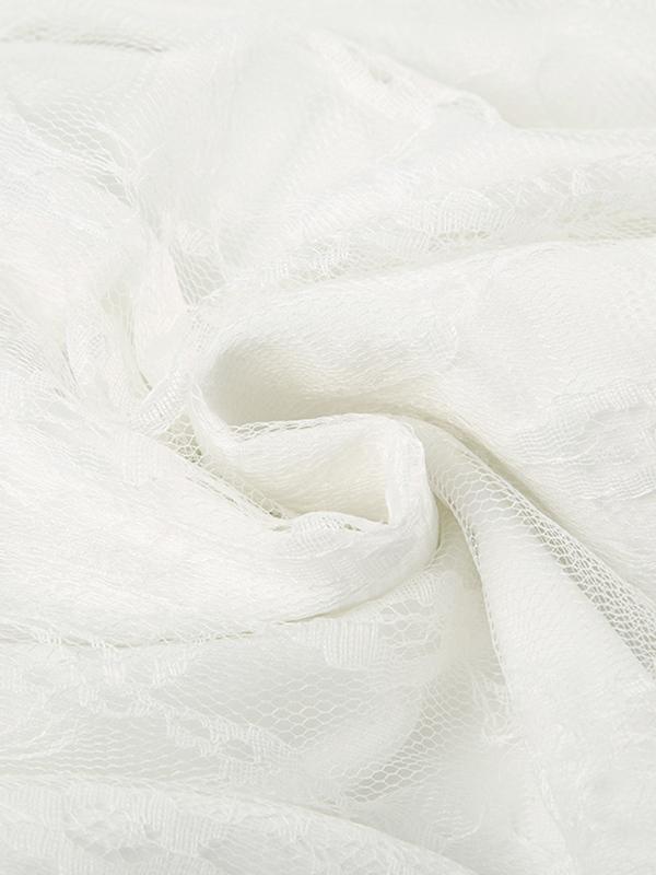 High-Waisted Pleated Lace Panel Mini Skirt Product Image