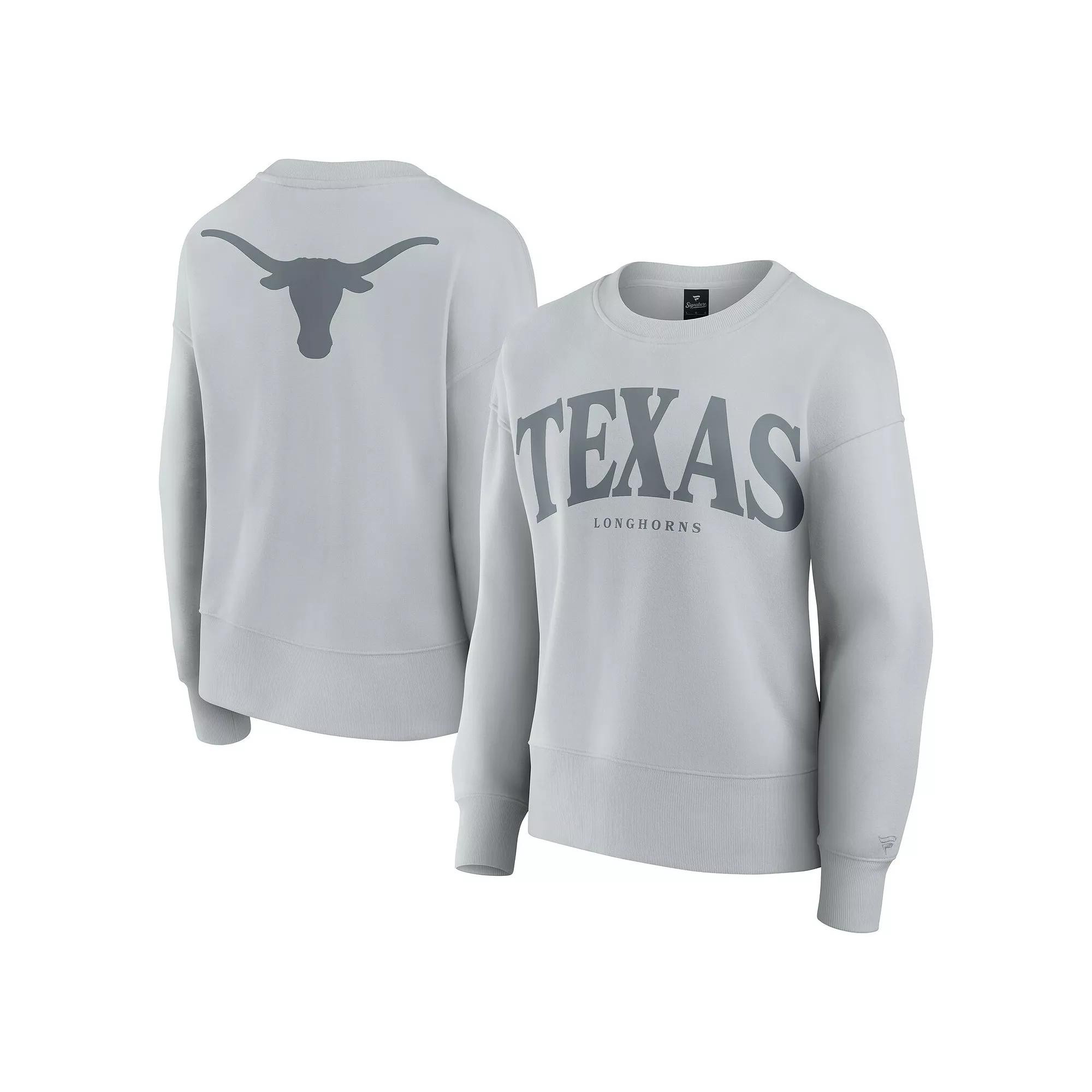 Women's Fanatics Gray Texas Longhorns Supersoft Flow Fleece Pullover Sweatshirt,  Product Image