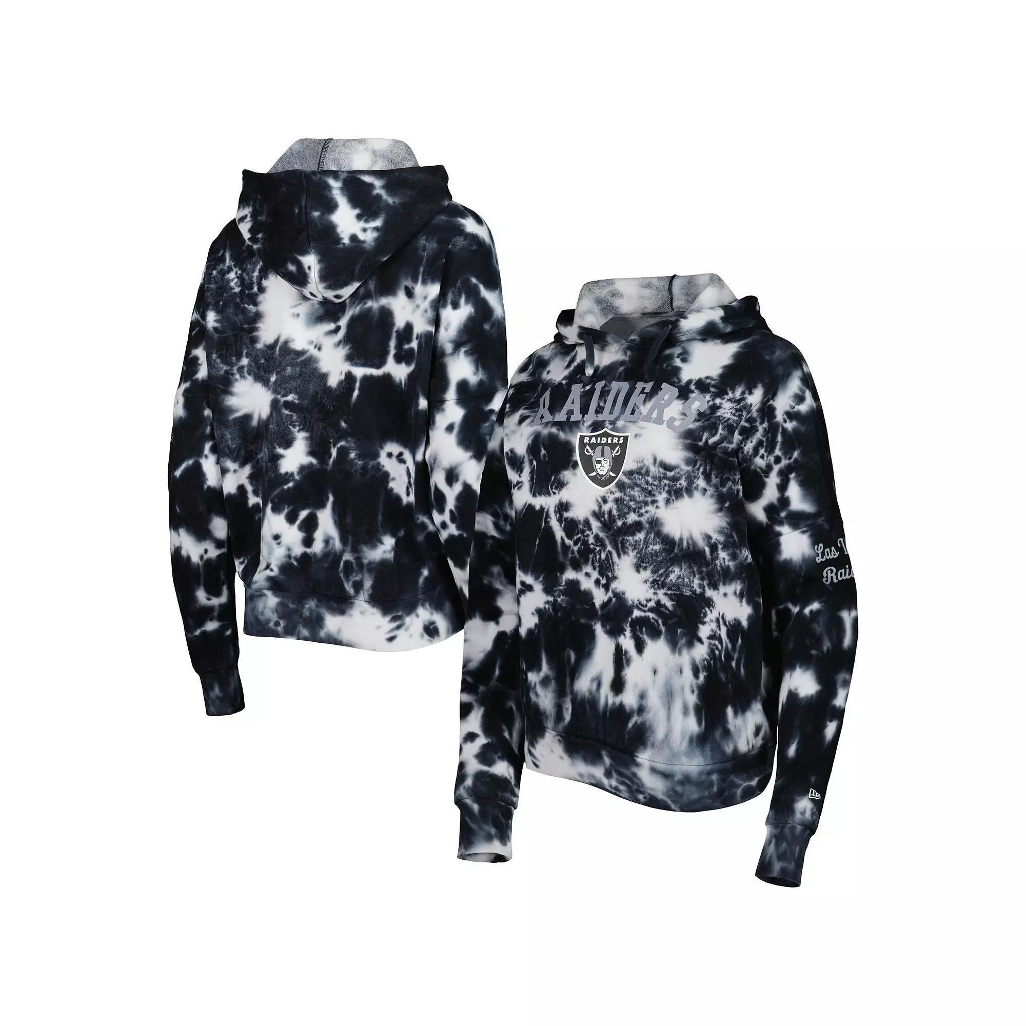 Women's New Era Black Las Vegas Raiders Cloud Dye Fleece Pullover Hoodie, Size: Large, Lvr Black Product Image