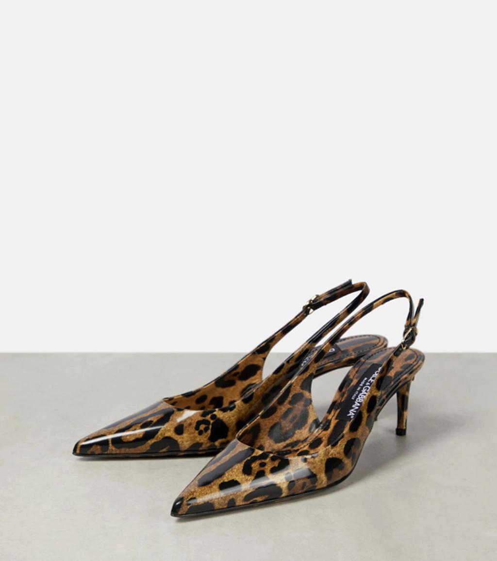 DOLCE & GABBANA Luxurious Leopard Printed Slingback Pumps For Women In Lavender Product Image