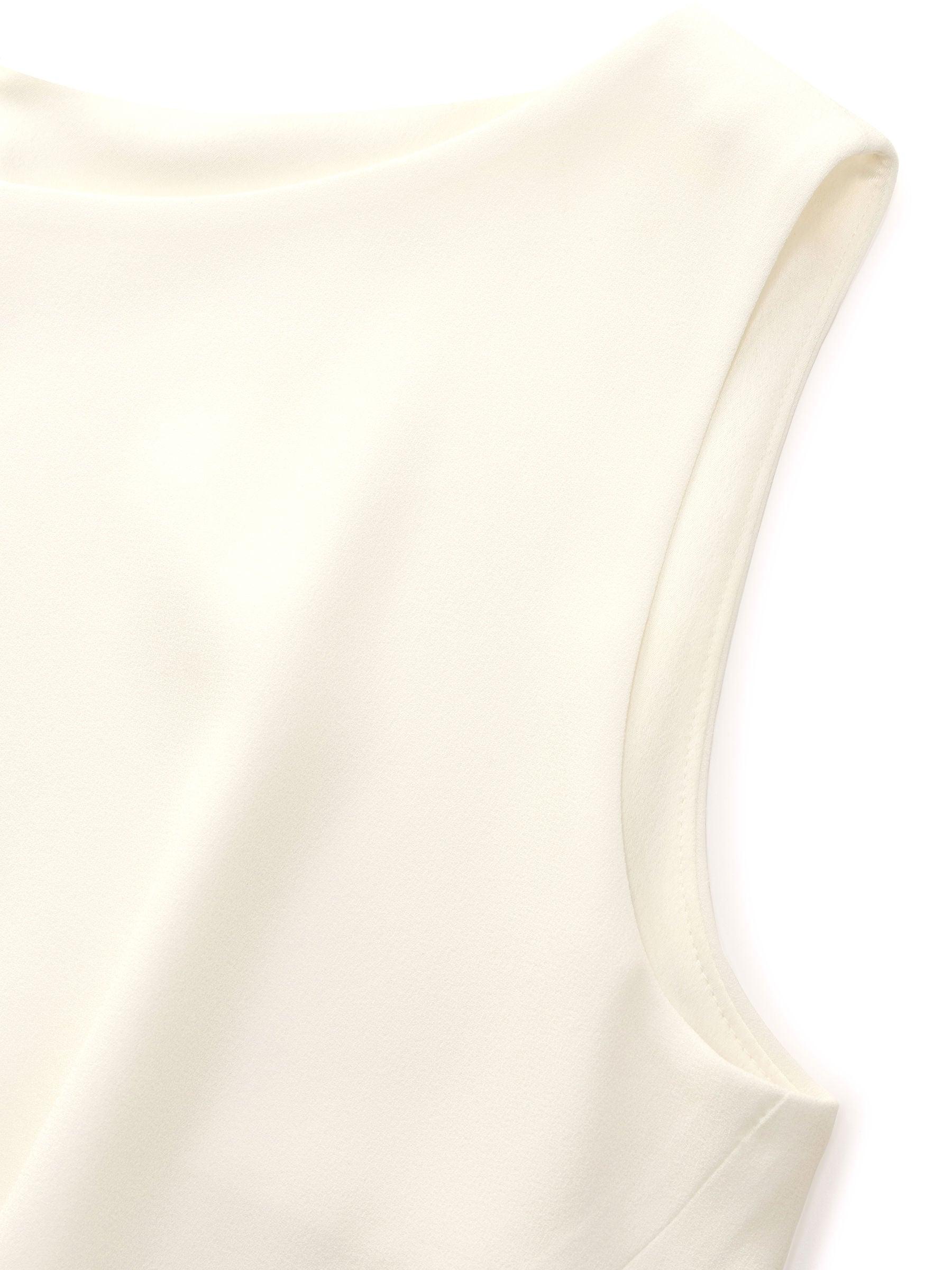 Triacetate Blend Mock Layered Women Sleeveless Midi Dress Product Image