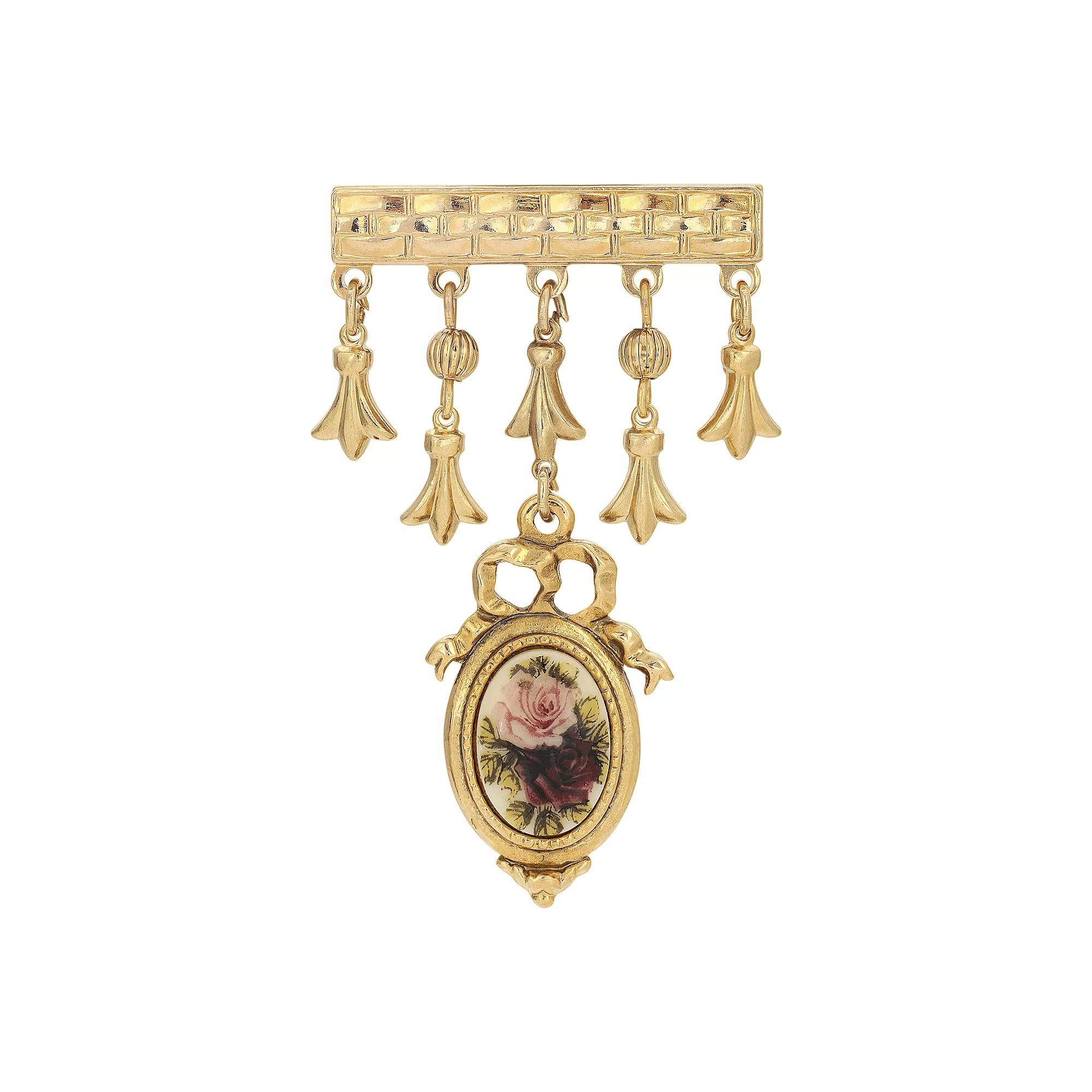 1928 Gold Tone Manor House Oval Drop Bar Pin, Womens, Purple Product Image