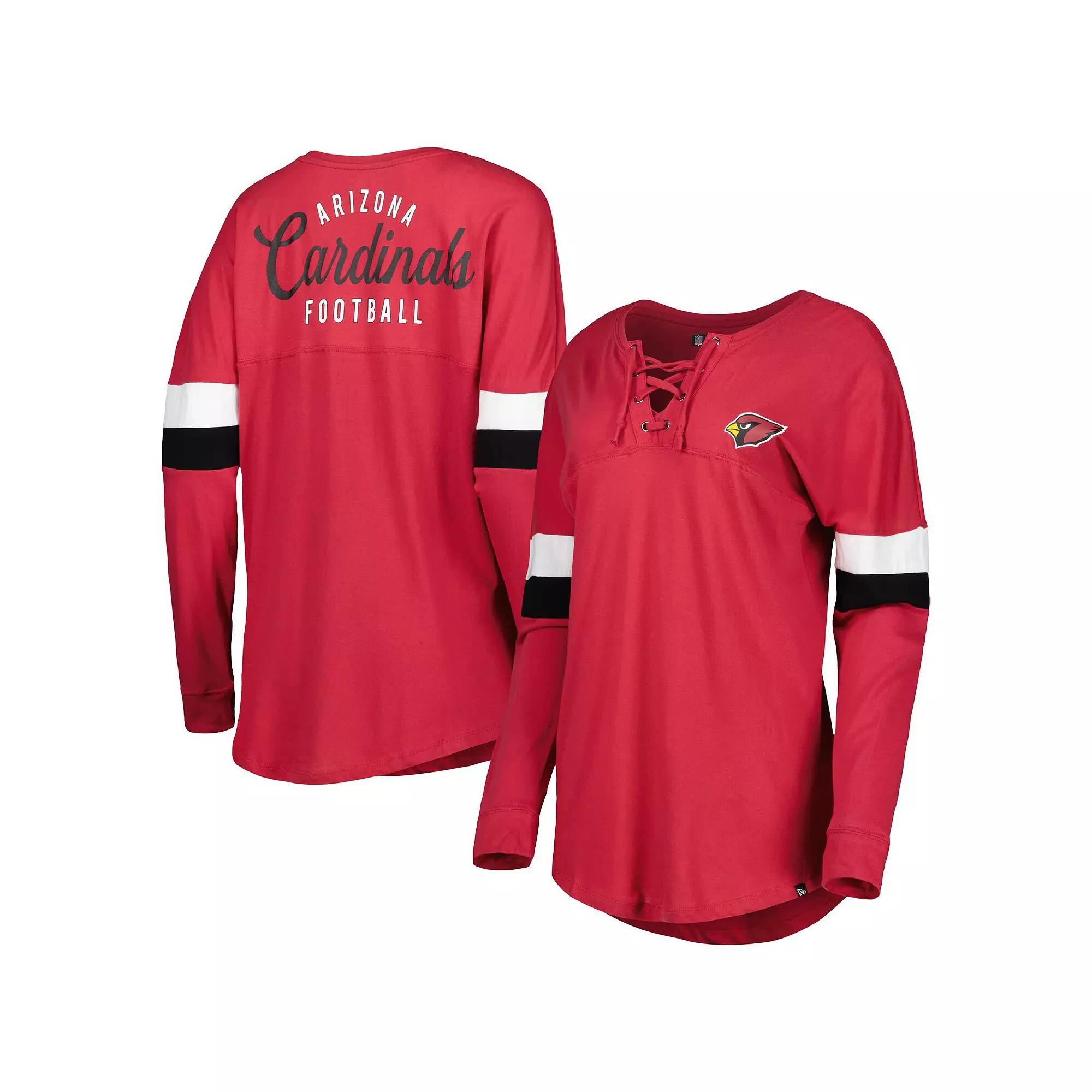 Women's New Era  Cardinal Arizona Cardinals Athletic Varsity Lightweight Lace-Up Long Sleeve T-Shirt, Size: Medium, Red Product Image