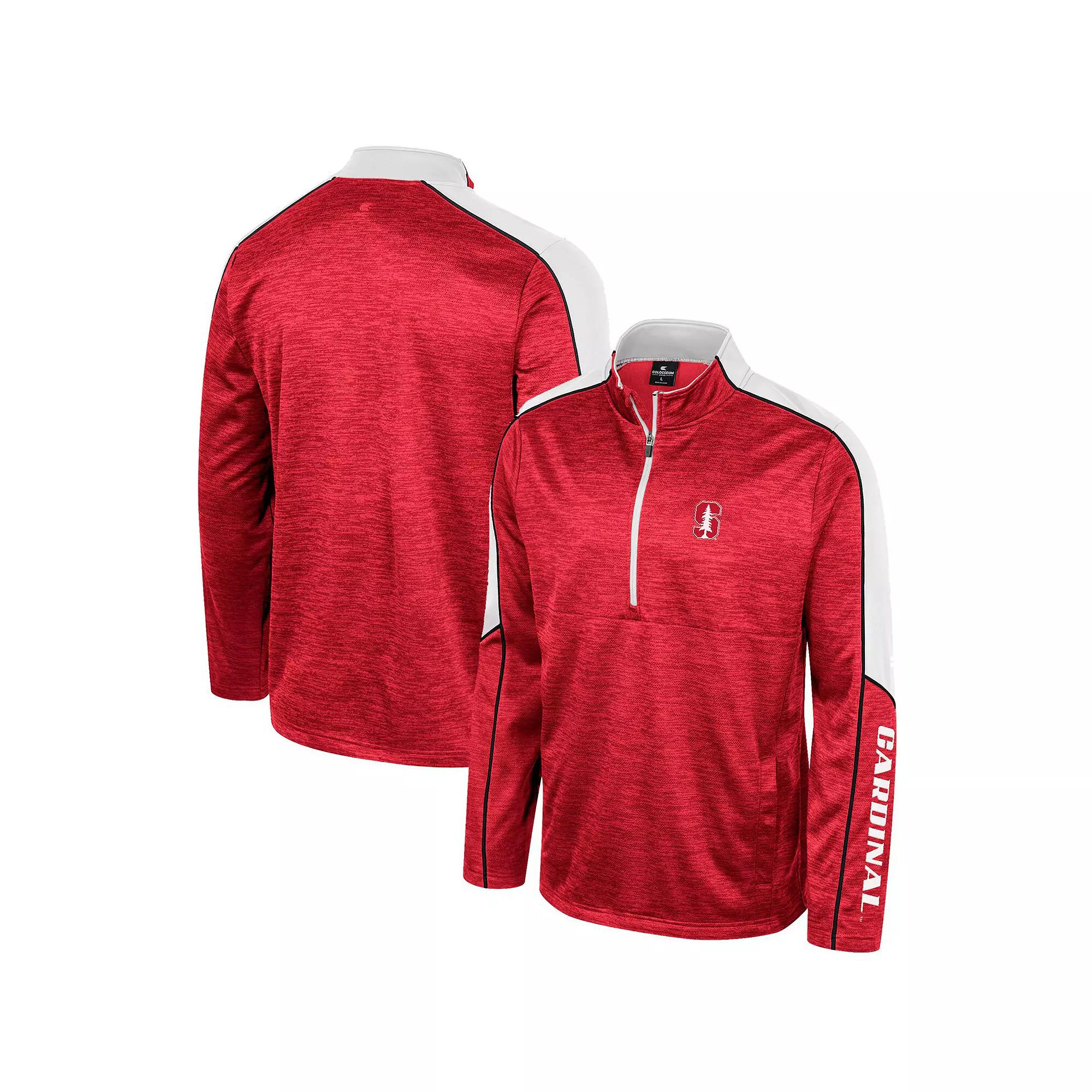 Men's Colosseum Cardinal Stanford Cardinal Marled Half-Zip Jacket, Size: XL, Red Product Image