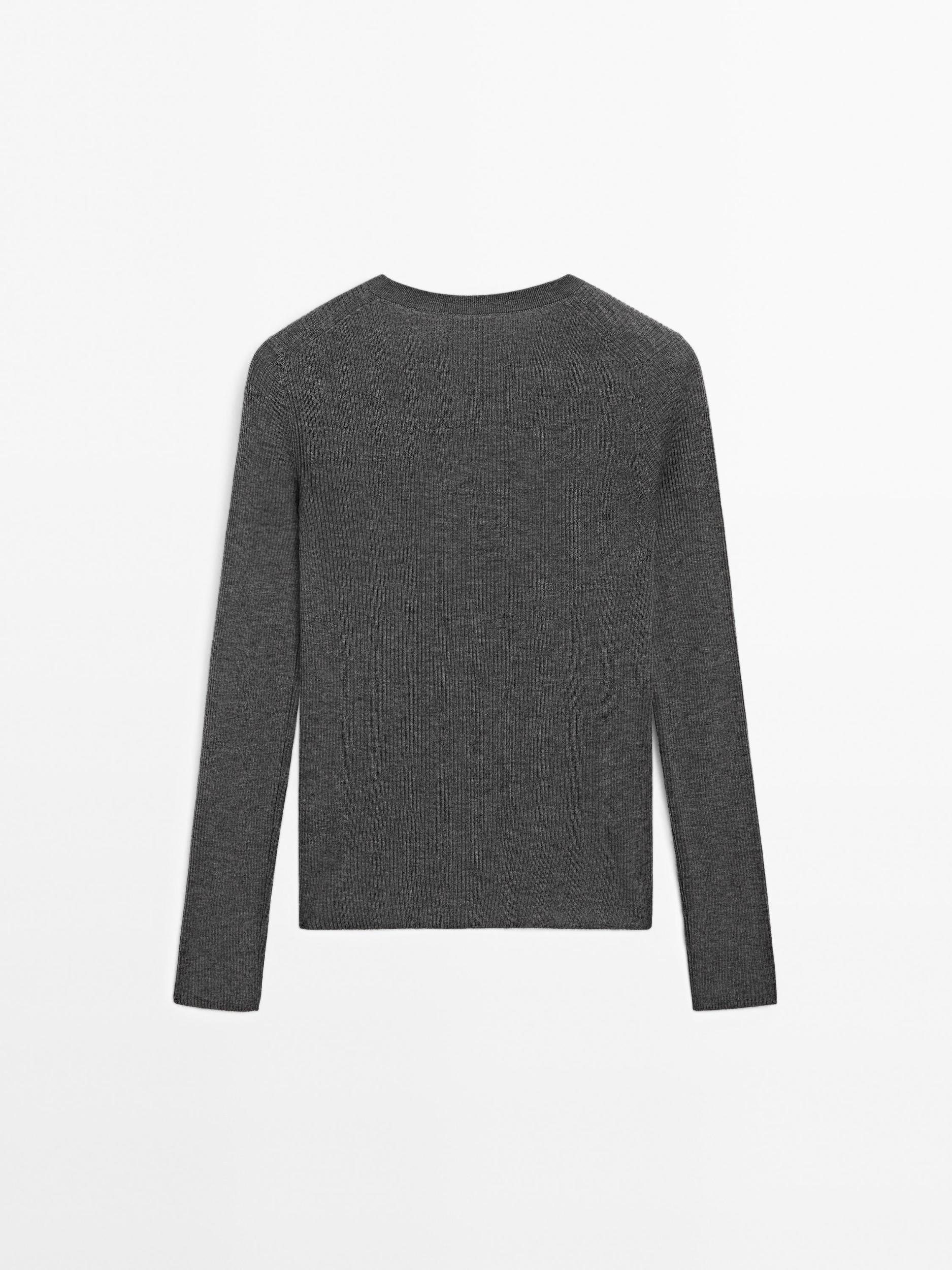 Ribbed knit wool blend sweater Product Image