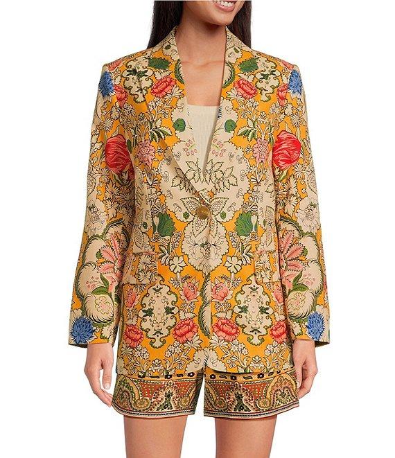 A Loves A Woven Floral Print Linen Blend High Rise Pleated Front Trouser Coordinating Shorts Product Image