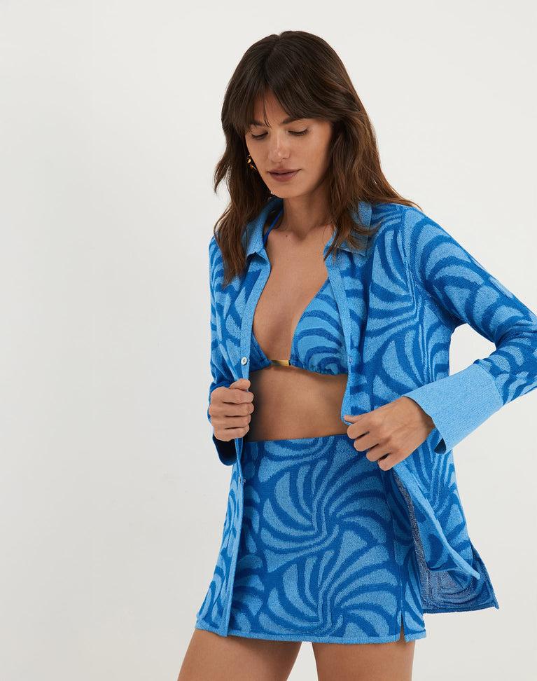 Jacquard Lara Blouse - Neptune Product Image