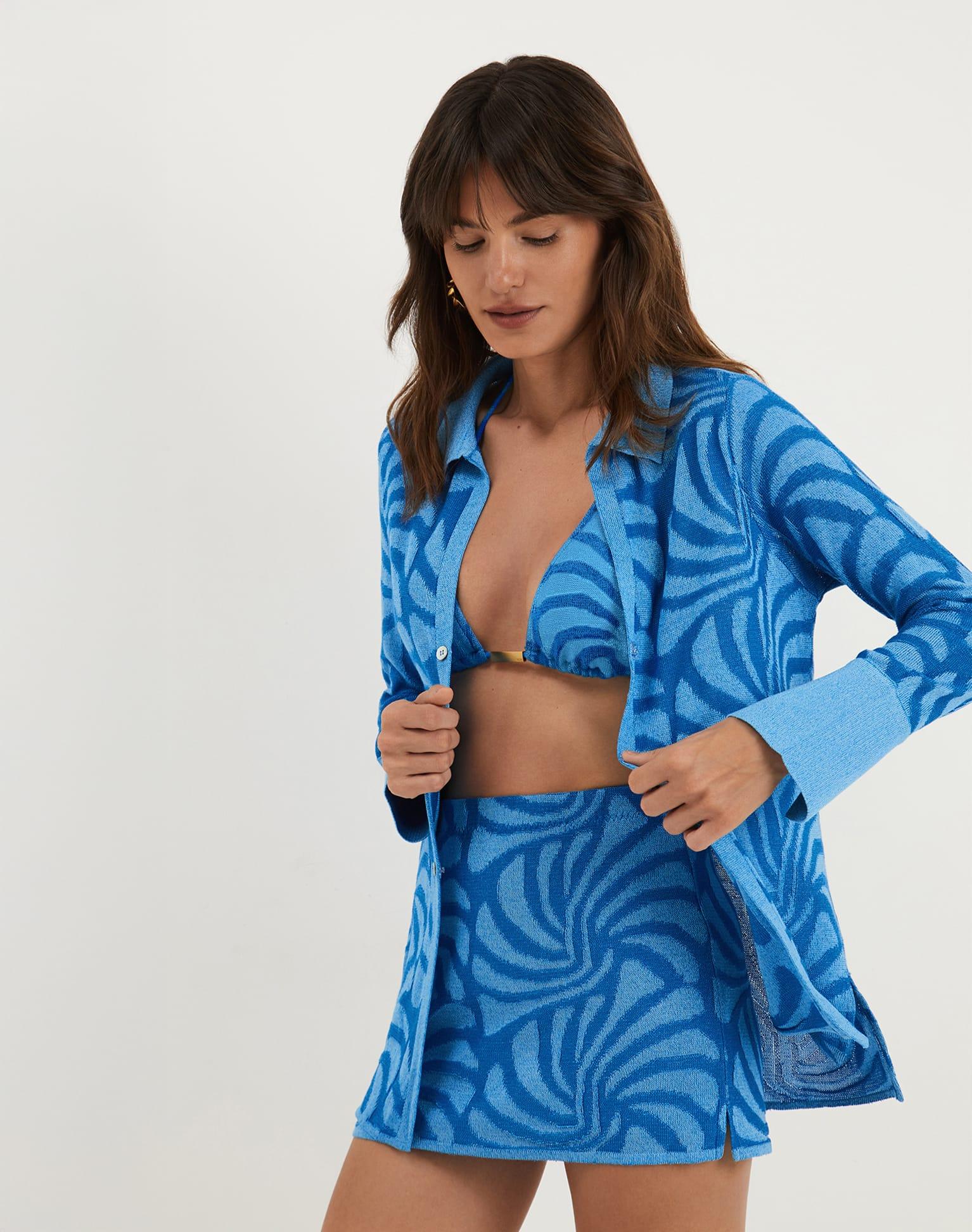 Jacquard Lara Blouse - Neptune Product Image