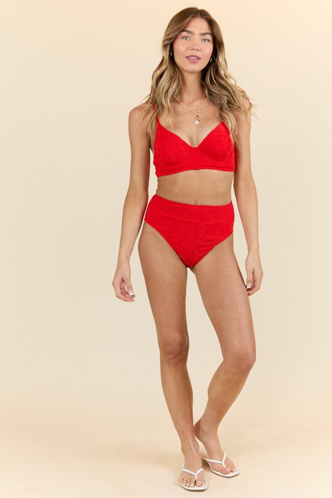 Lake Day Red Textured Bikini Top FINAL SALE Product Image