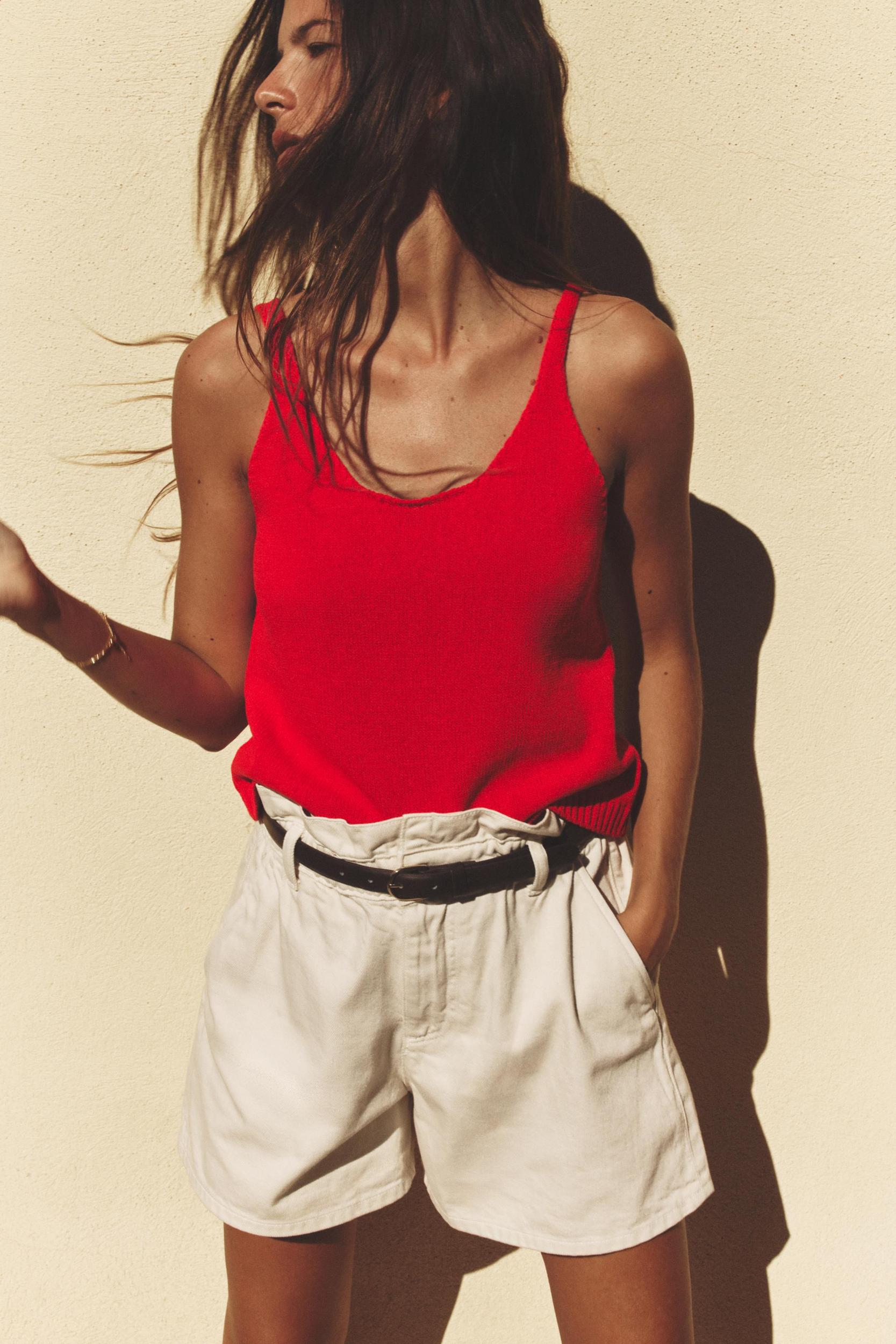 STRAPPY PLAIN KNIT TOP Product Image