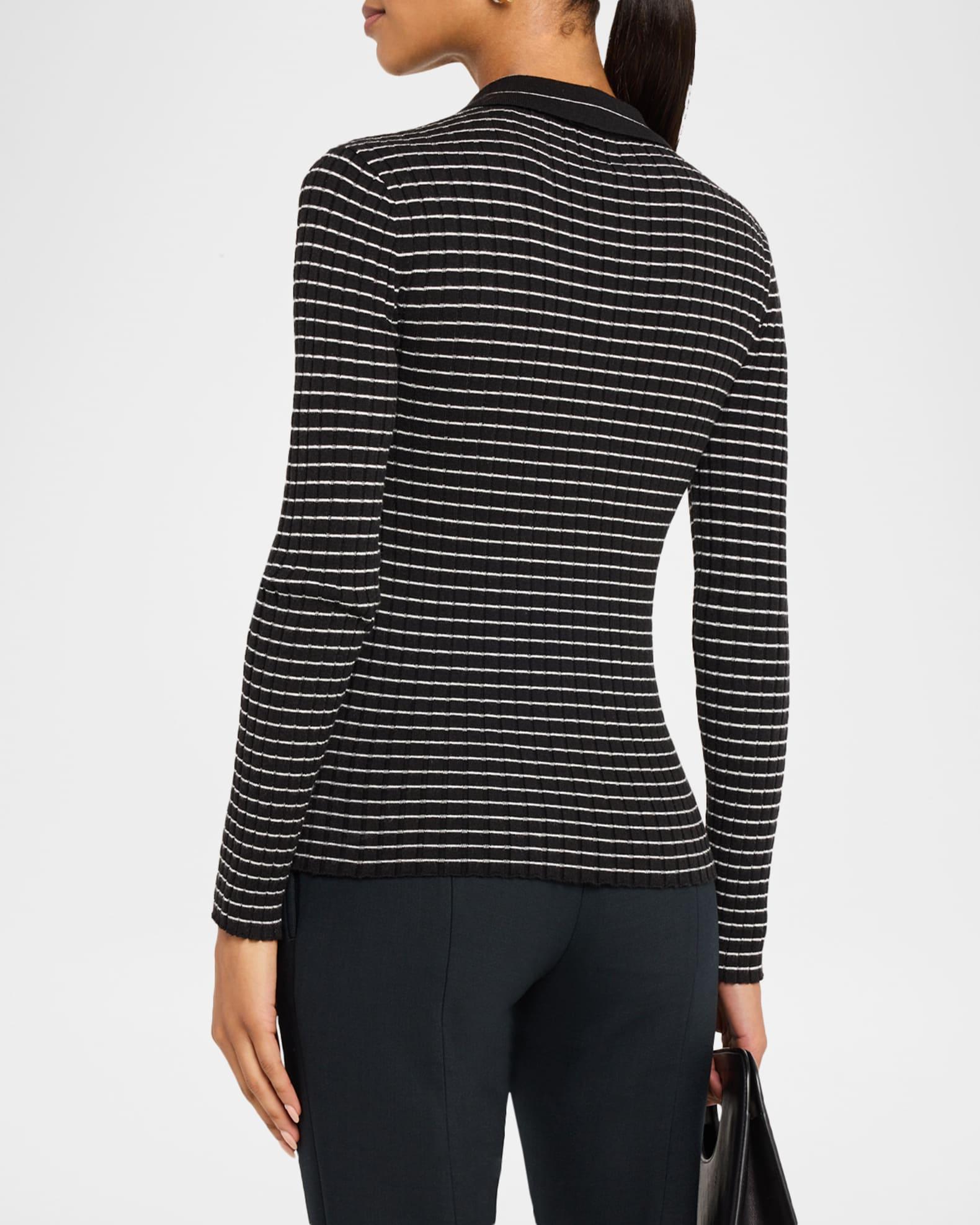 Striped Button-Down Rib Knit Cardigan Product Image